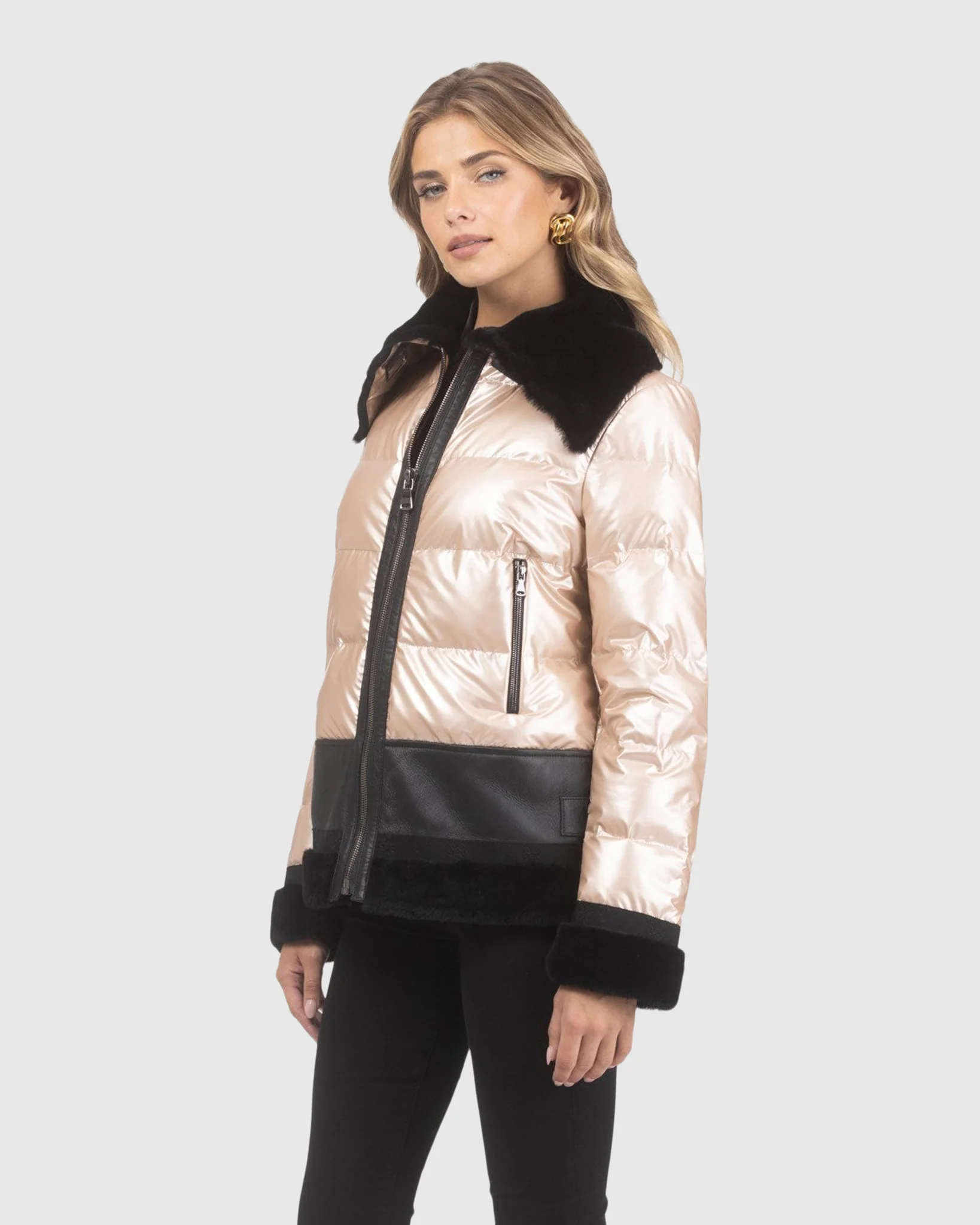 QUILTED JACKET WITH MERINO SHEARLING LAMB TRIM - Image 6