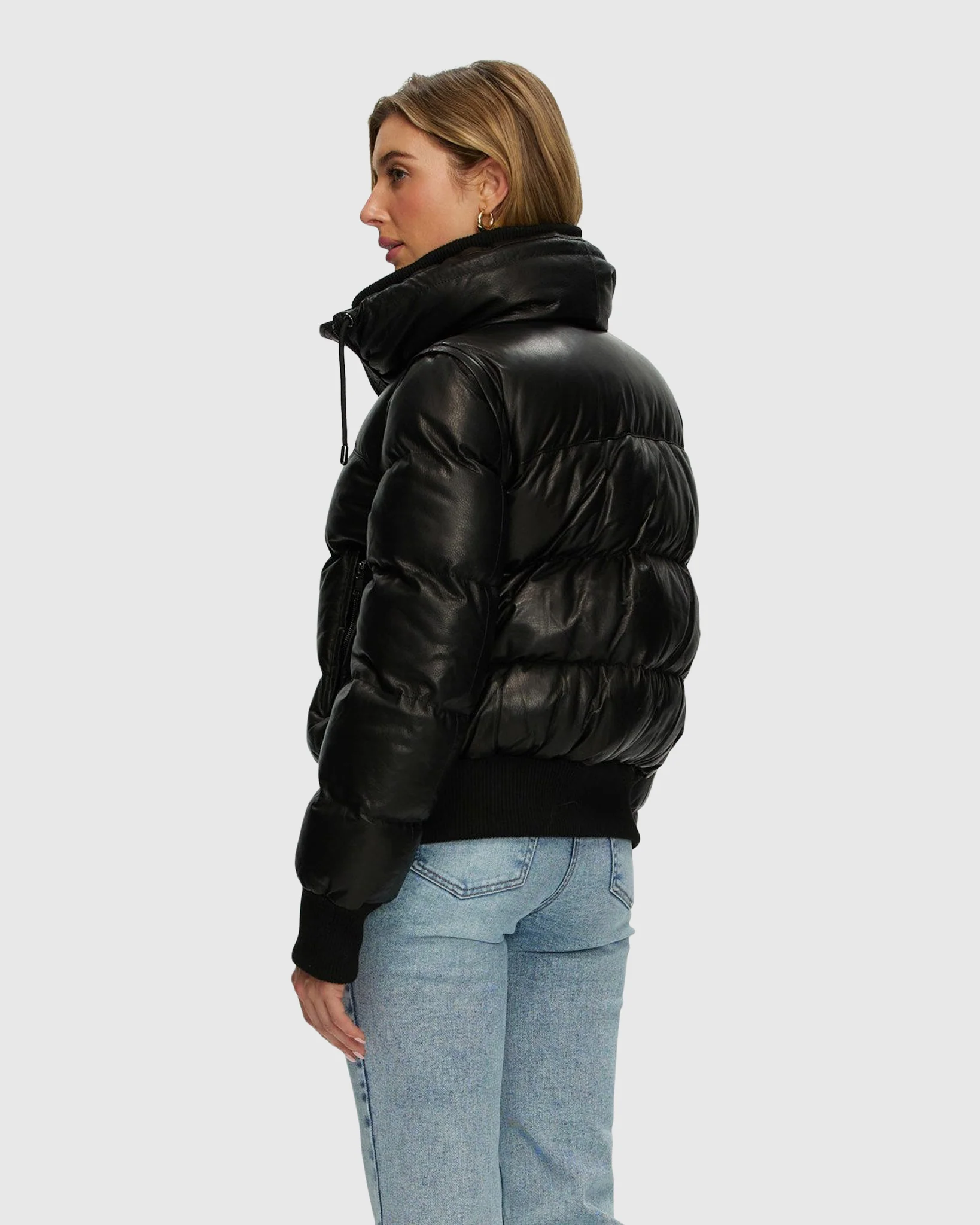 Quilted Leather Jacket With Detachable Sleeves - Image 3