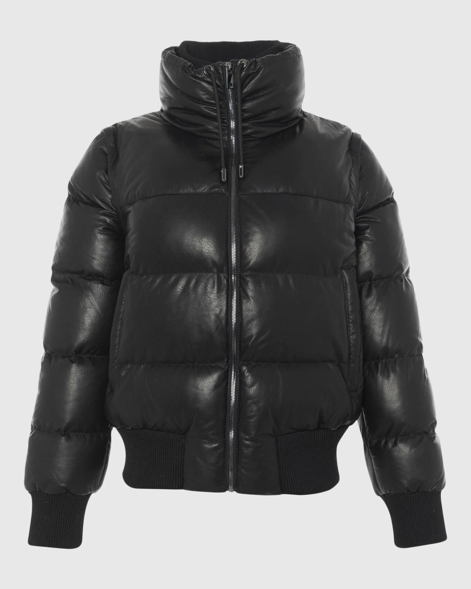 Quilted Leather Jacket With Detachable Sleeves - Image 6