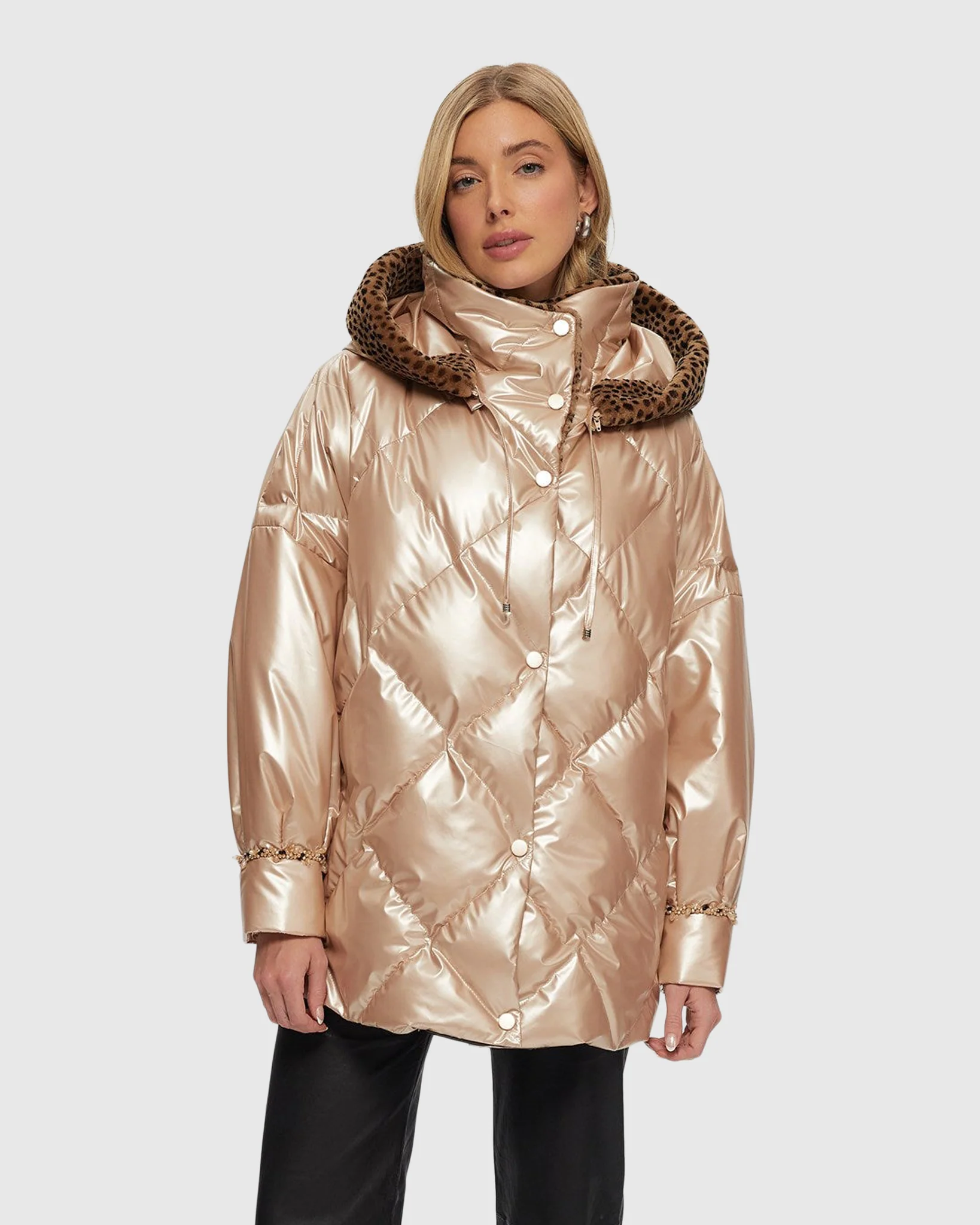 Quilted Parka With Shearling Lamb Collar & Hood Trim - Image 8