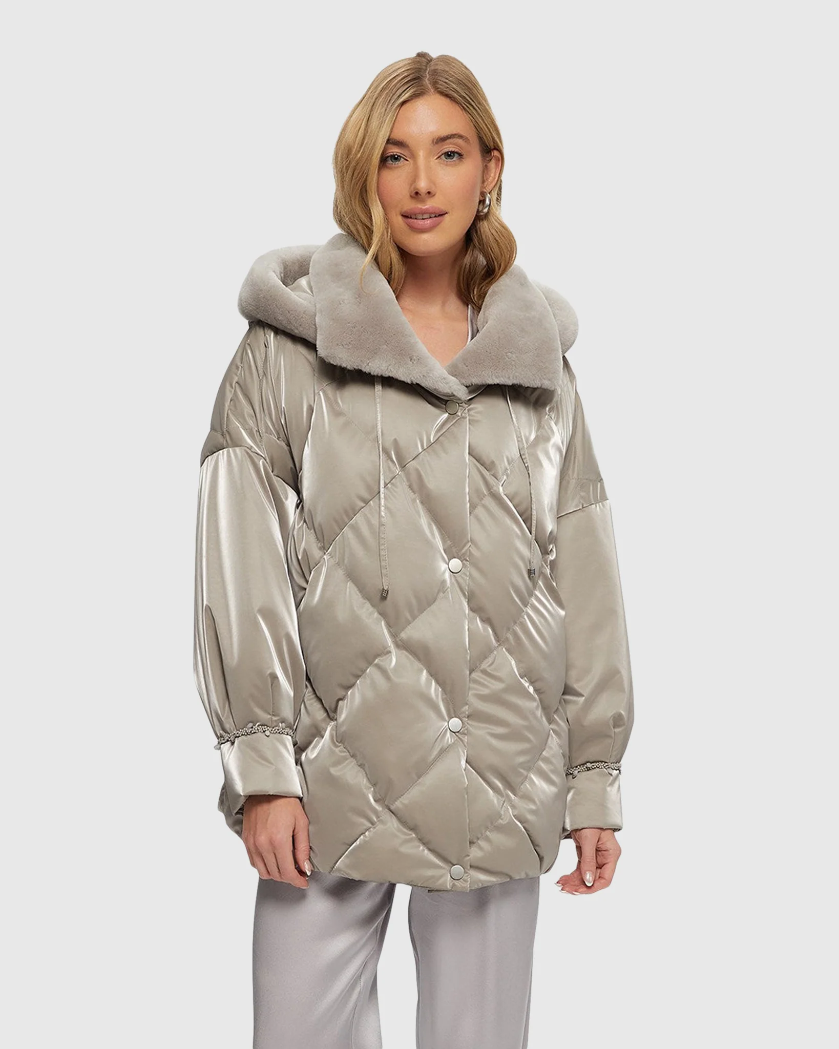 Quilted Parka With Select Shearling Lamb Hood Trim - Image 11
