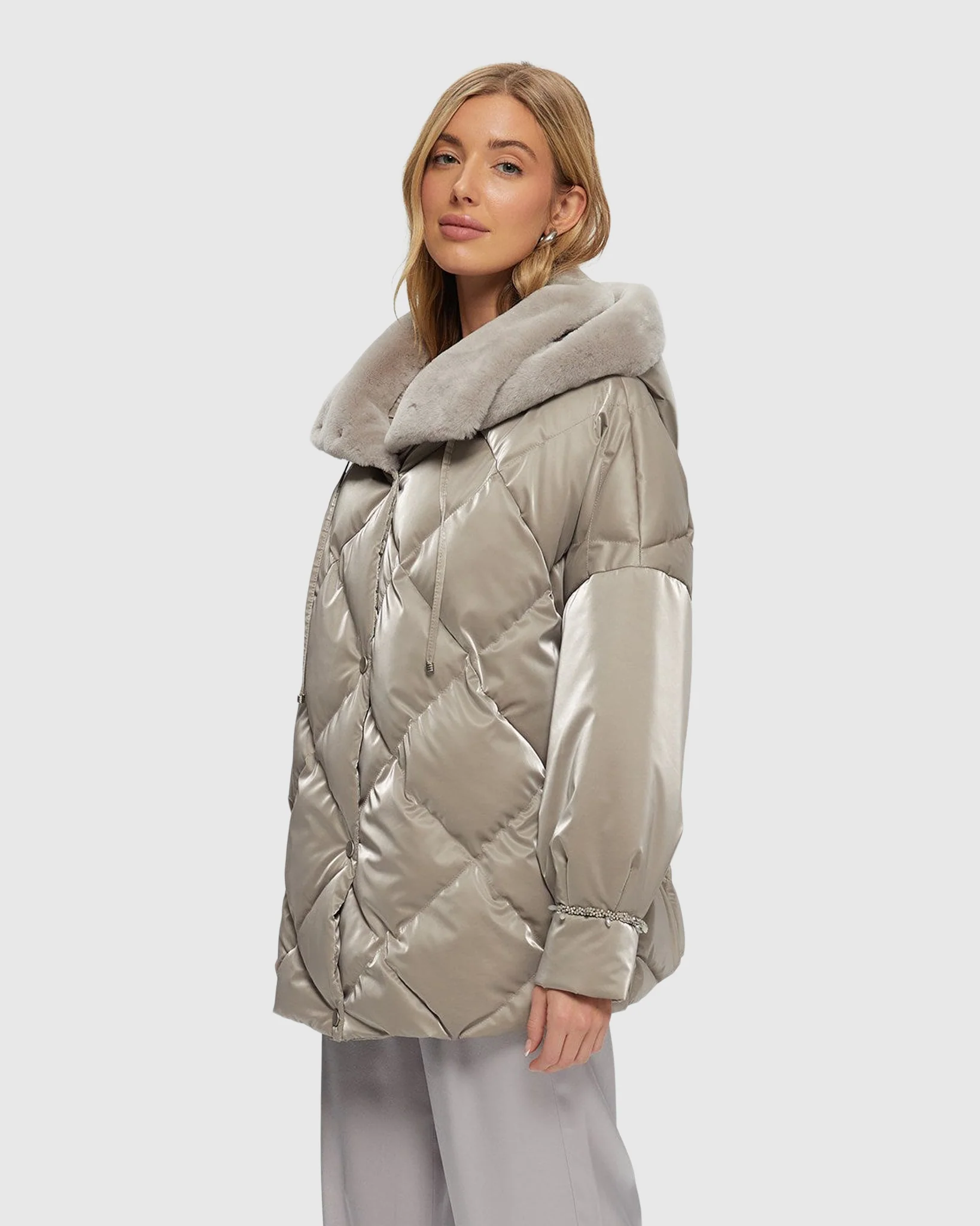 Quilted Parka With Select Shearling Lamb Hood Trim - Image 12
