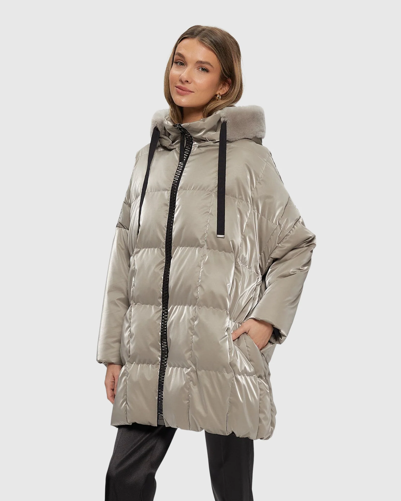Quilted Parka With Select Shearling Lamb Hood Trim - Image 9
