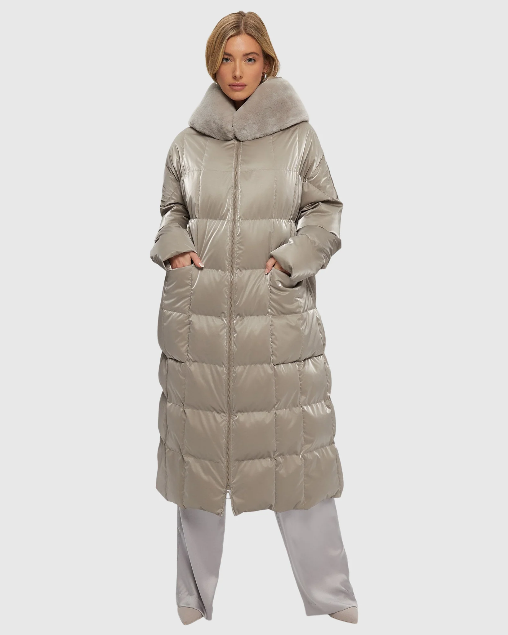 Quilted Parka With Shearling Lamb Hood Trim - Image 4