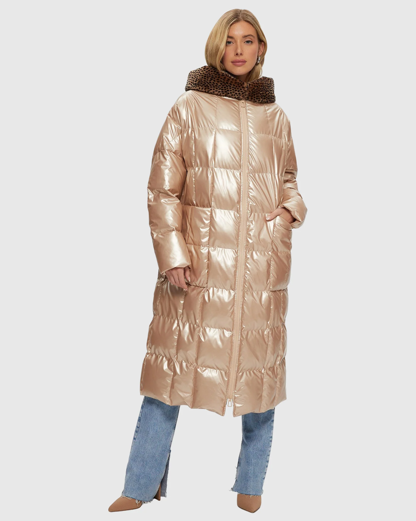 Quilted Parka With Shearling Lamb Hood Trim - Image 7