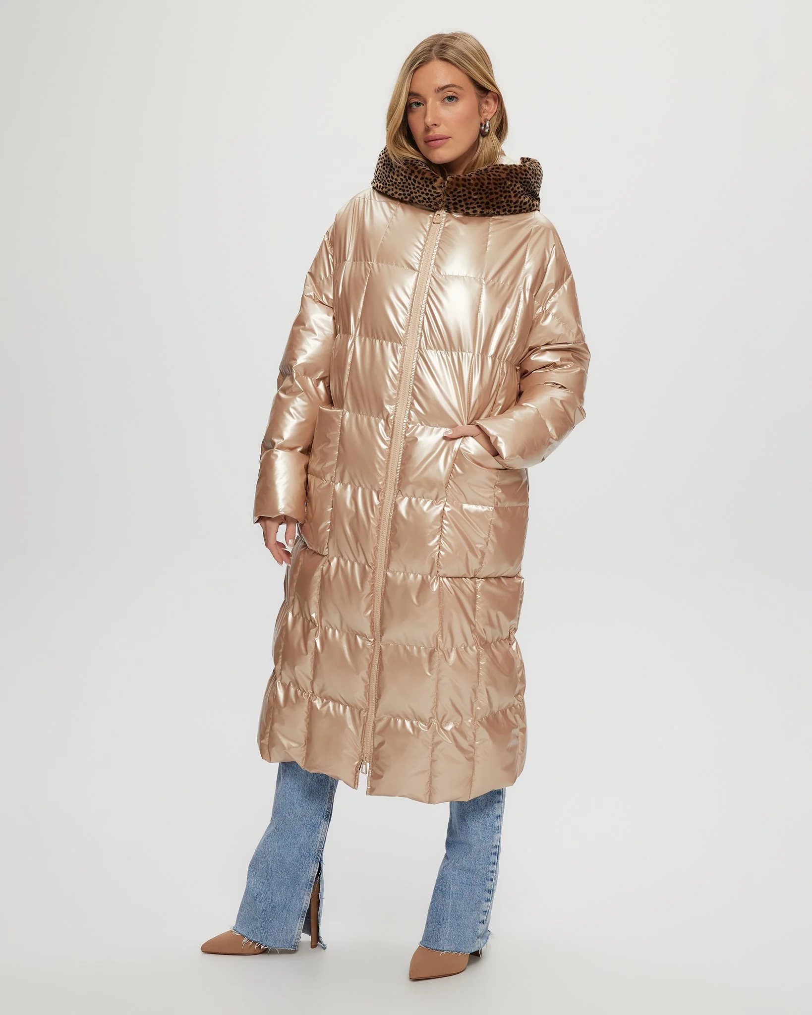 Quilted Parka With Shearling Lamb Hood Trim - Image 8