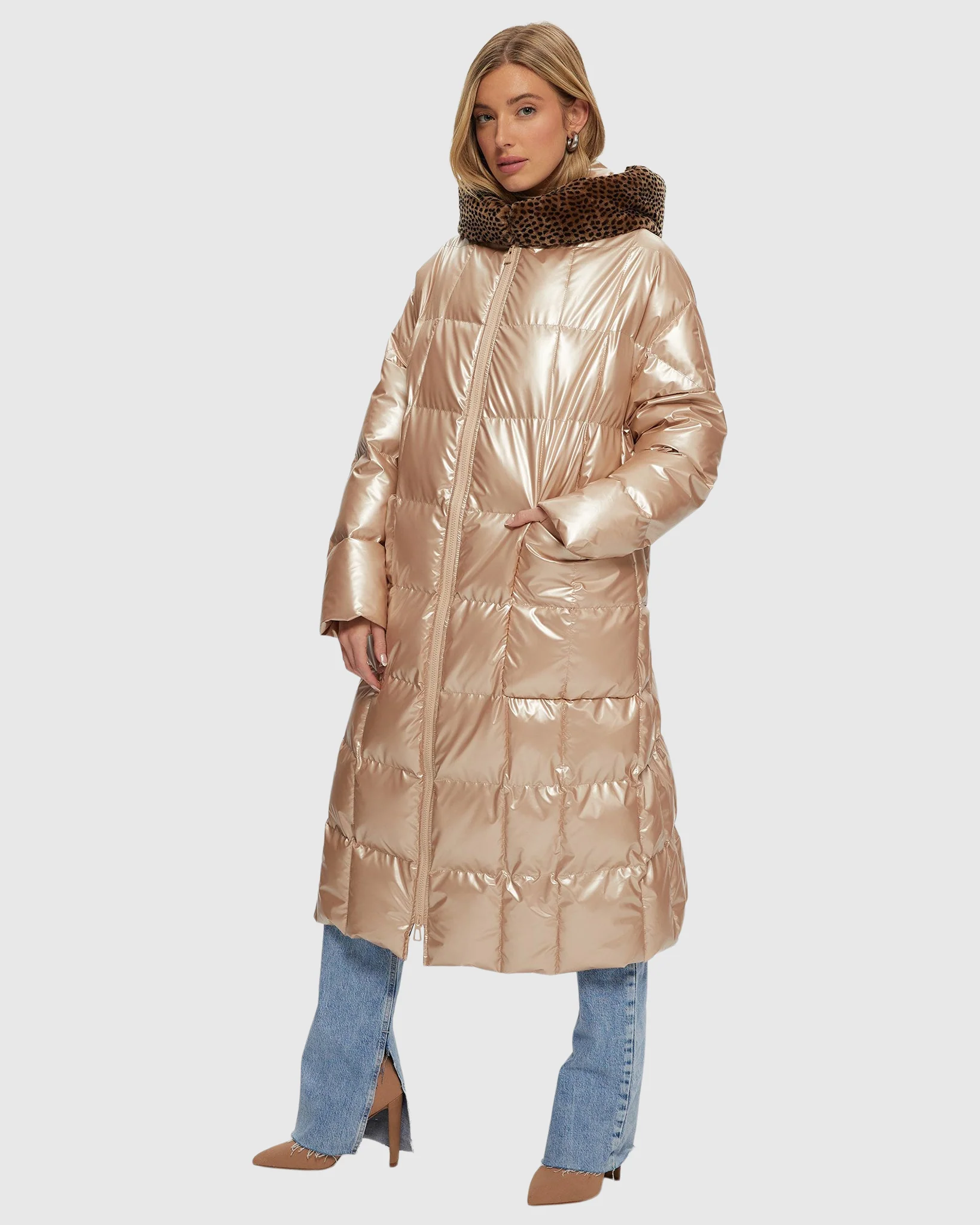 Quilted Parka With Shearling Lamb Hood Trim - Image 9