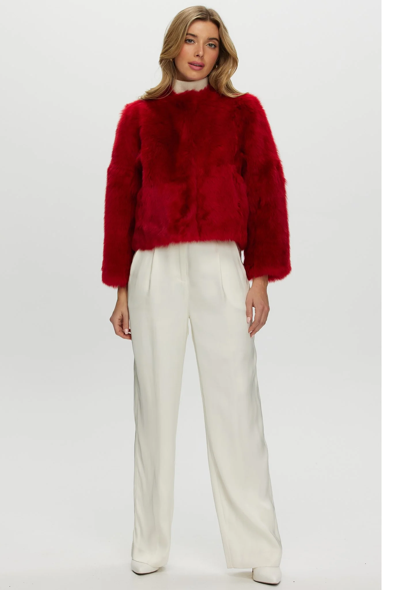 Reversible Collarless Toscana Shearling Lamb Jacket With 3/4 Sleeves - Image 12