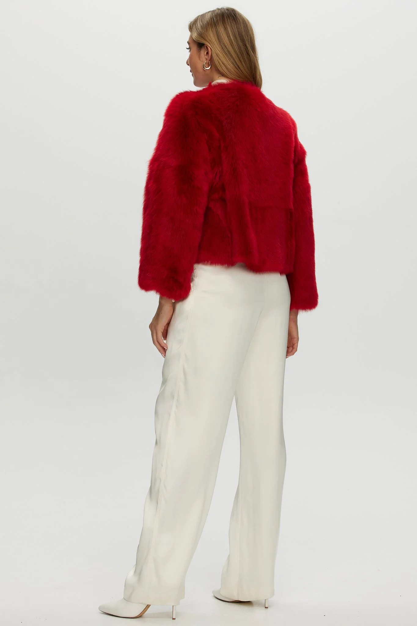Reversible Collarless Toscana Shearling Lamb Jacket With 3/4 Sleeves - Image 15