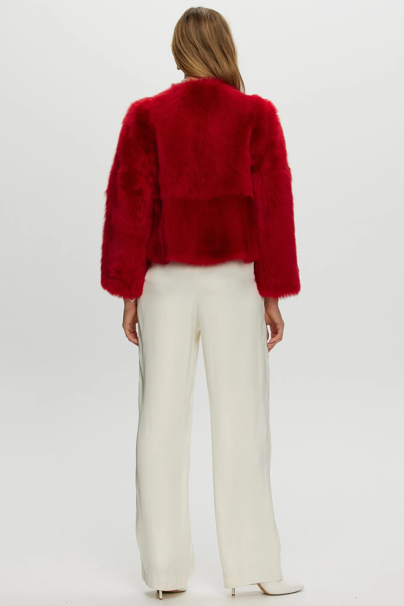 Reversible Collarless Toscana Shearling Lamb Jacket With 3/4 Sleeves - Image 16