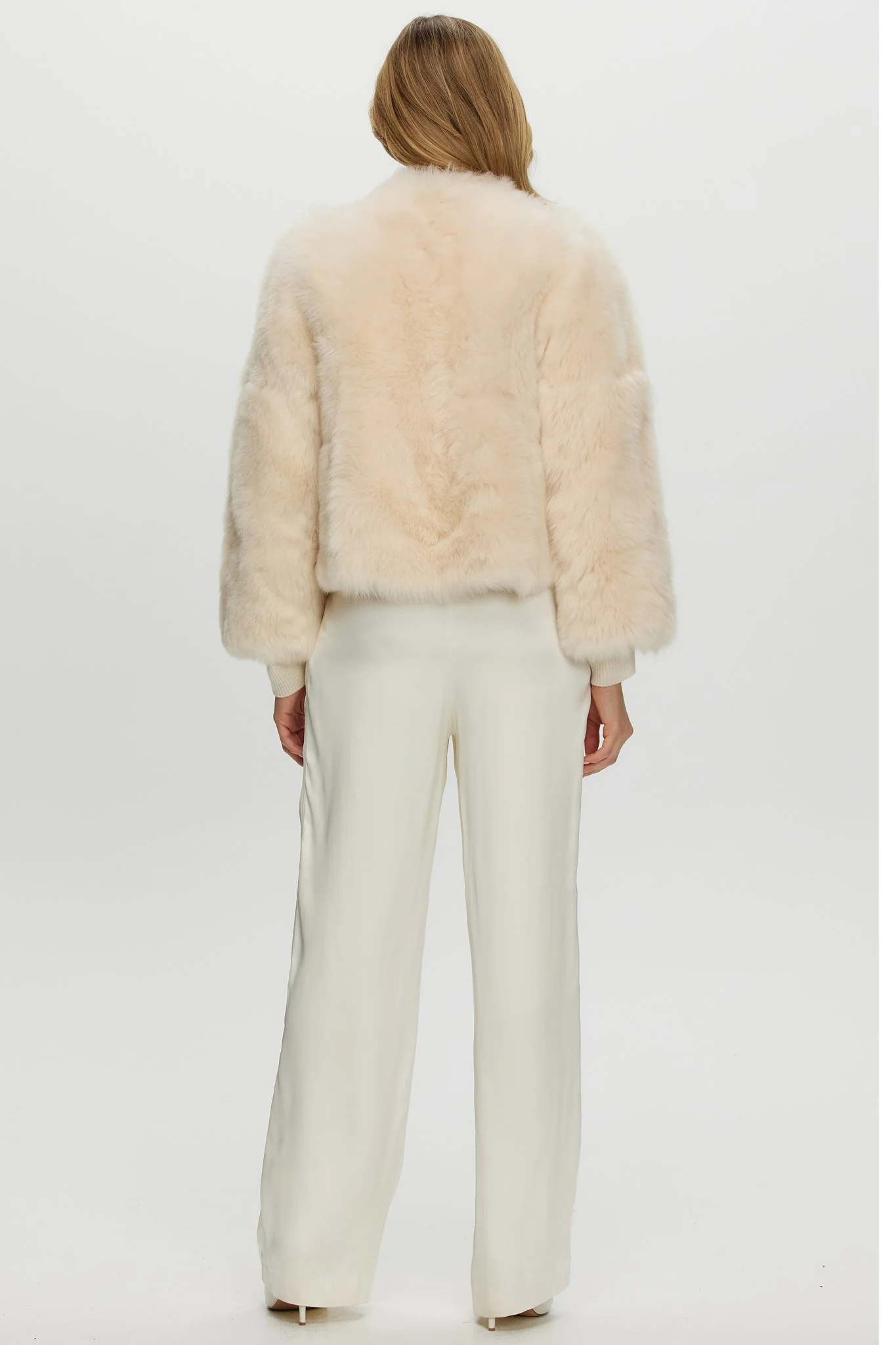 Reversible Collarless Toscana Shearling Lamb Jacket With 3/4 Sleeves - Image 24