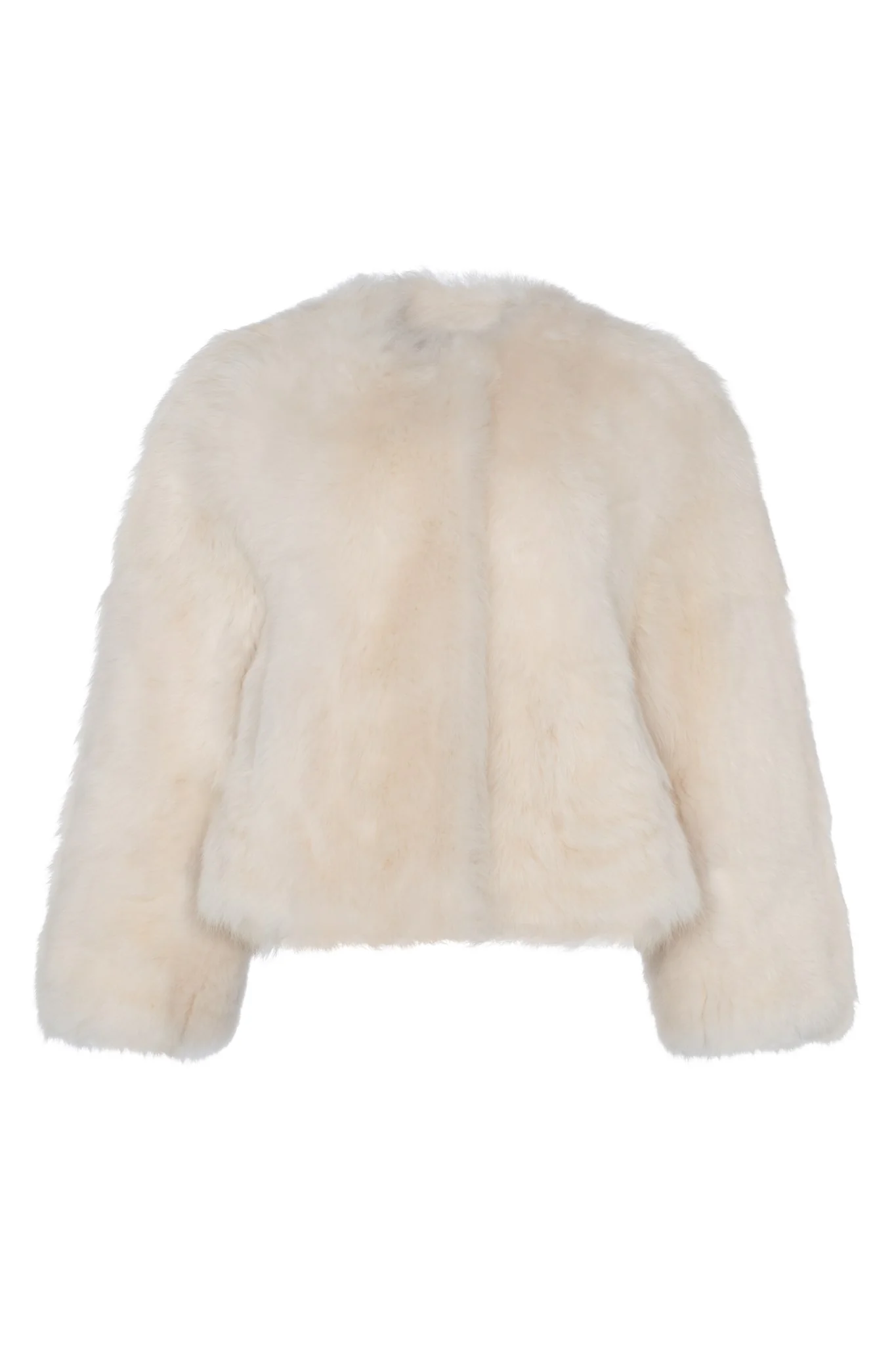 Reversible Collarless Toscana Shearling Lamb Jacket With 3/4 Sleeves - Image 25
