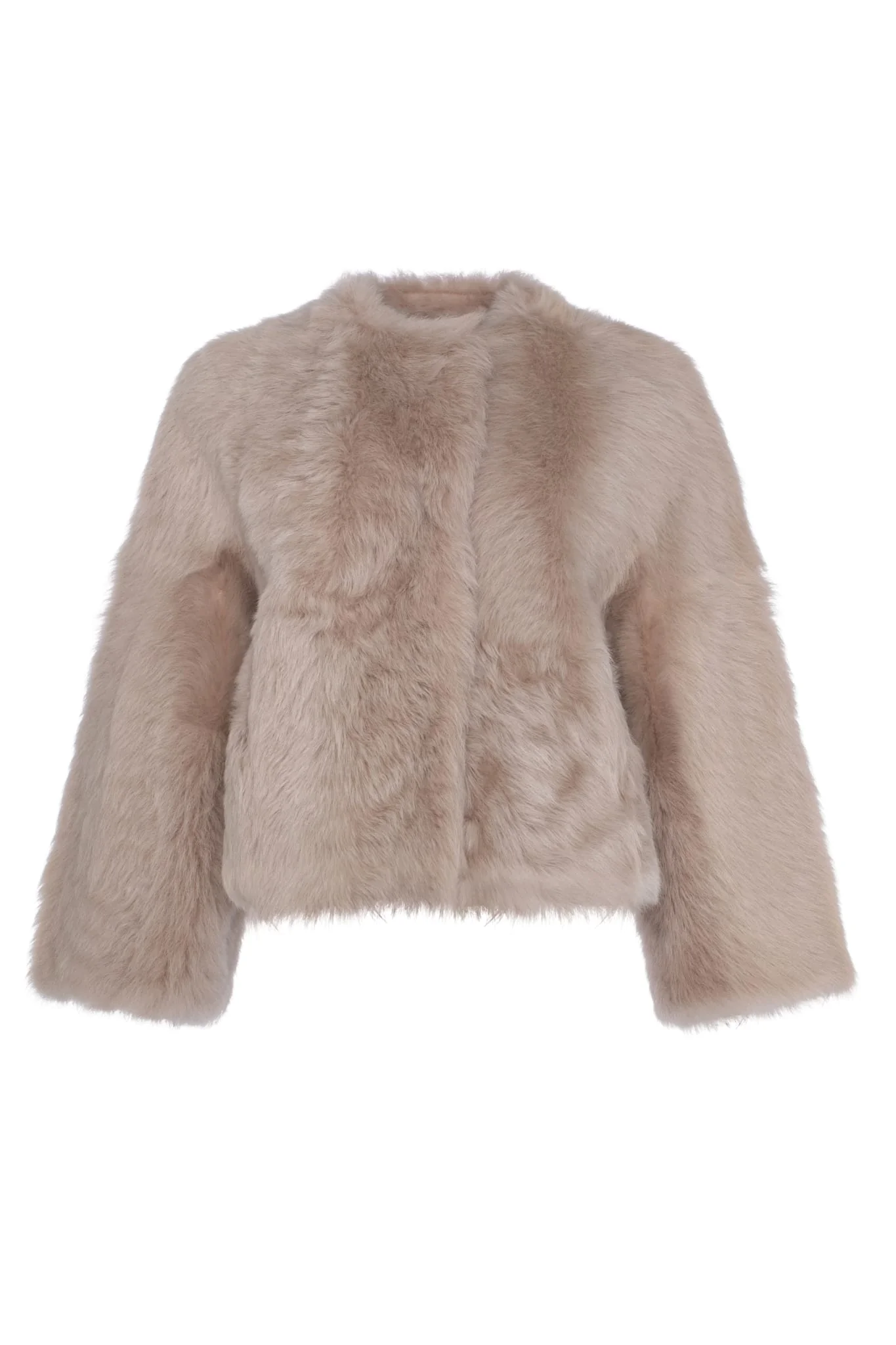 Reversible Collarless Toscana Shearling Lamb Jacket With 3/4 Sleeves - Image 27