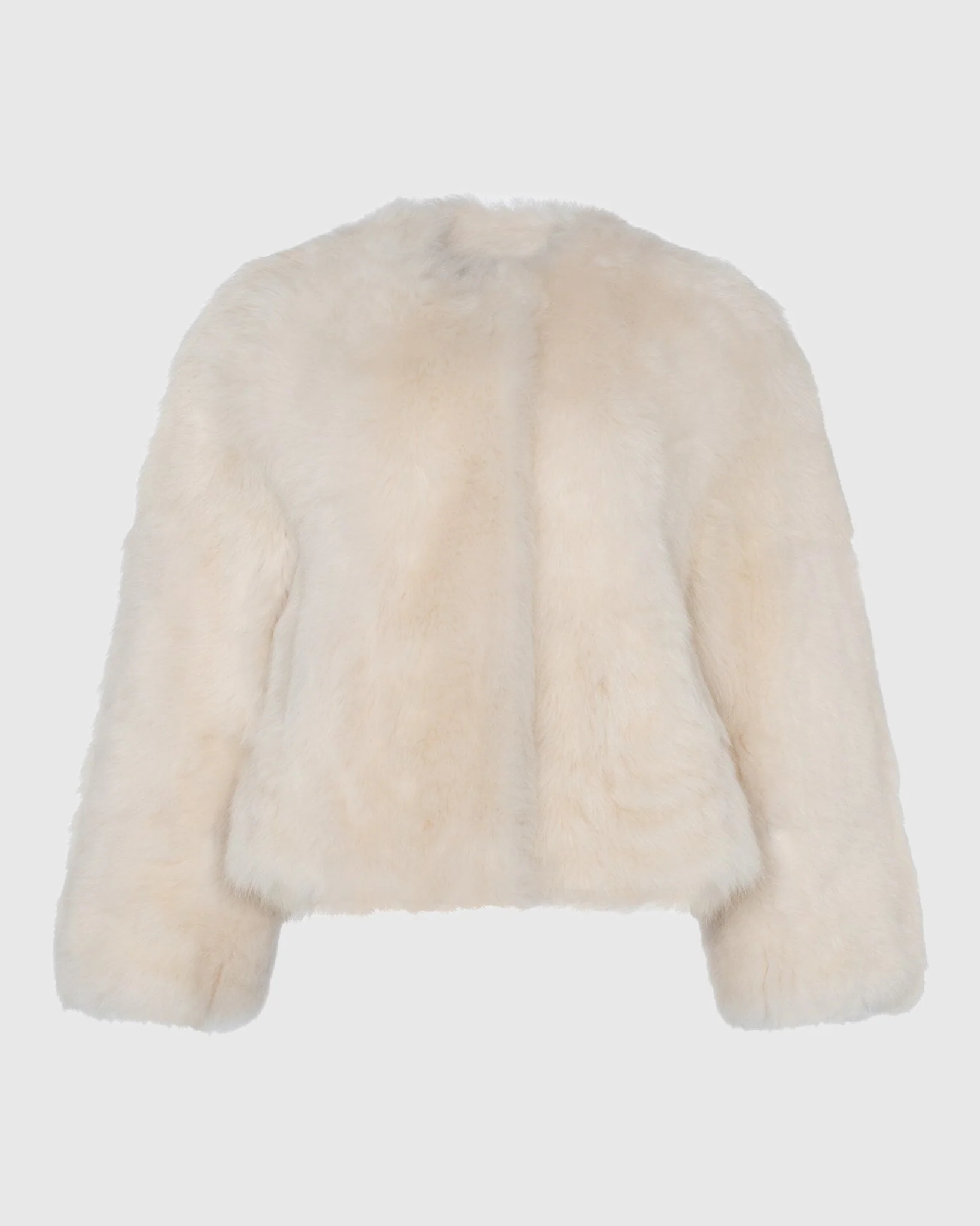 Reversible Collarless Toscana Shearling Lamb Jacket With 3/4 Sleeves - Image 7