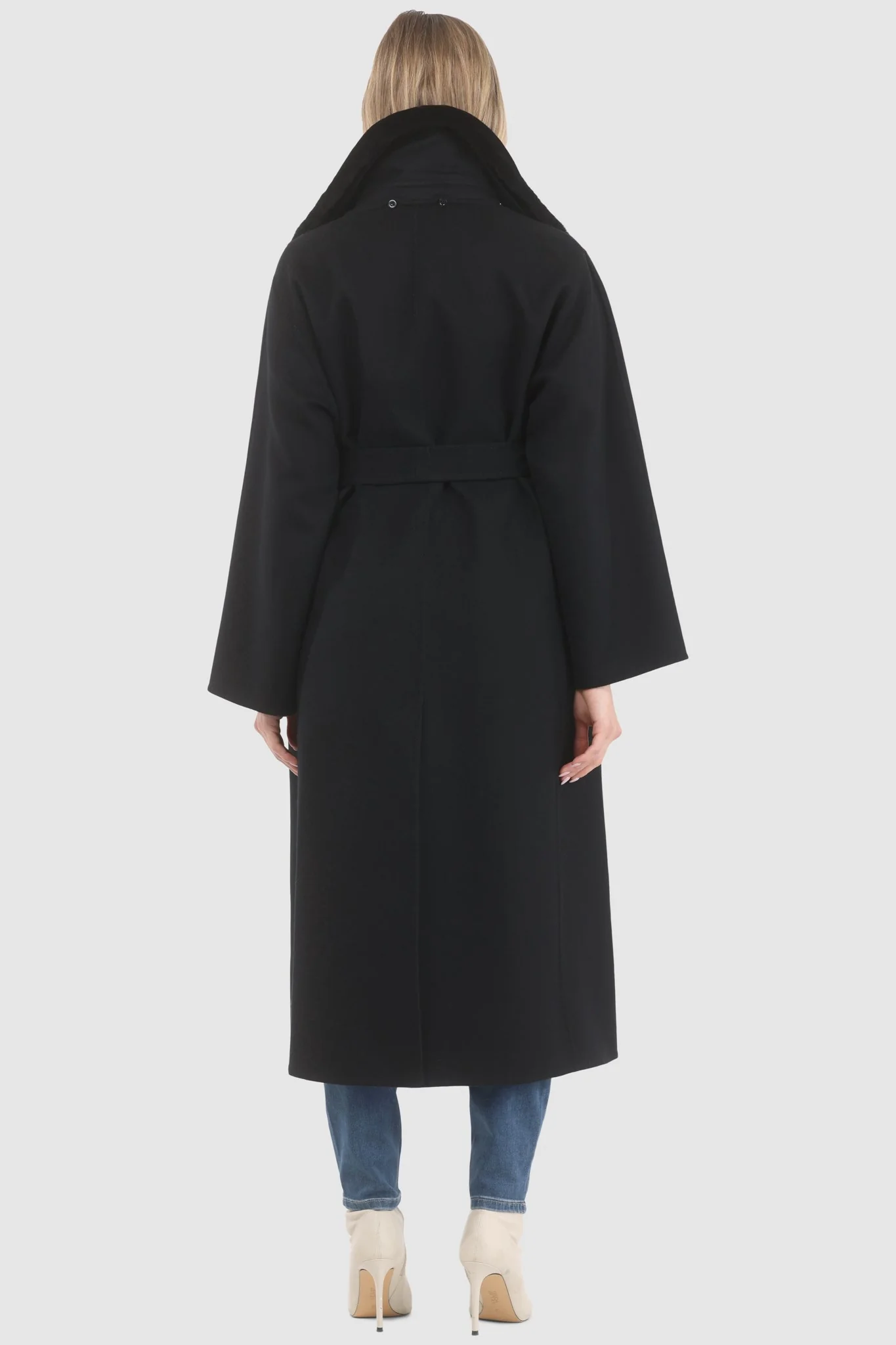 REVERSIBLE LORO PIANA WOOL COAT WITH DETACHABLE SELECT SHEARLING LAMB COLLAR, BELT - Image 5