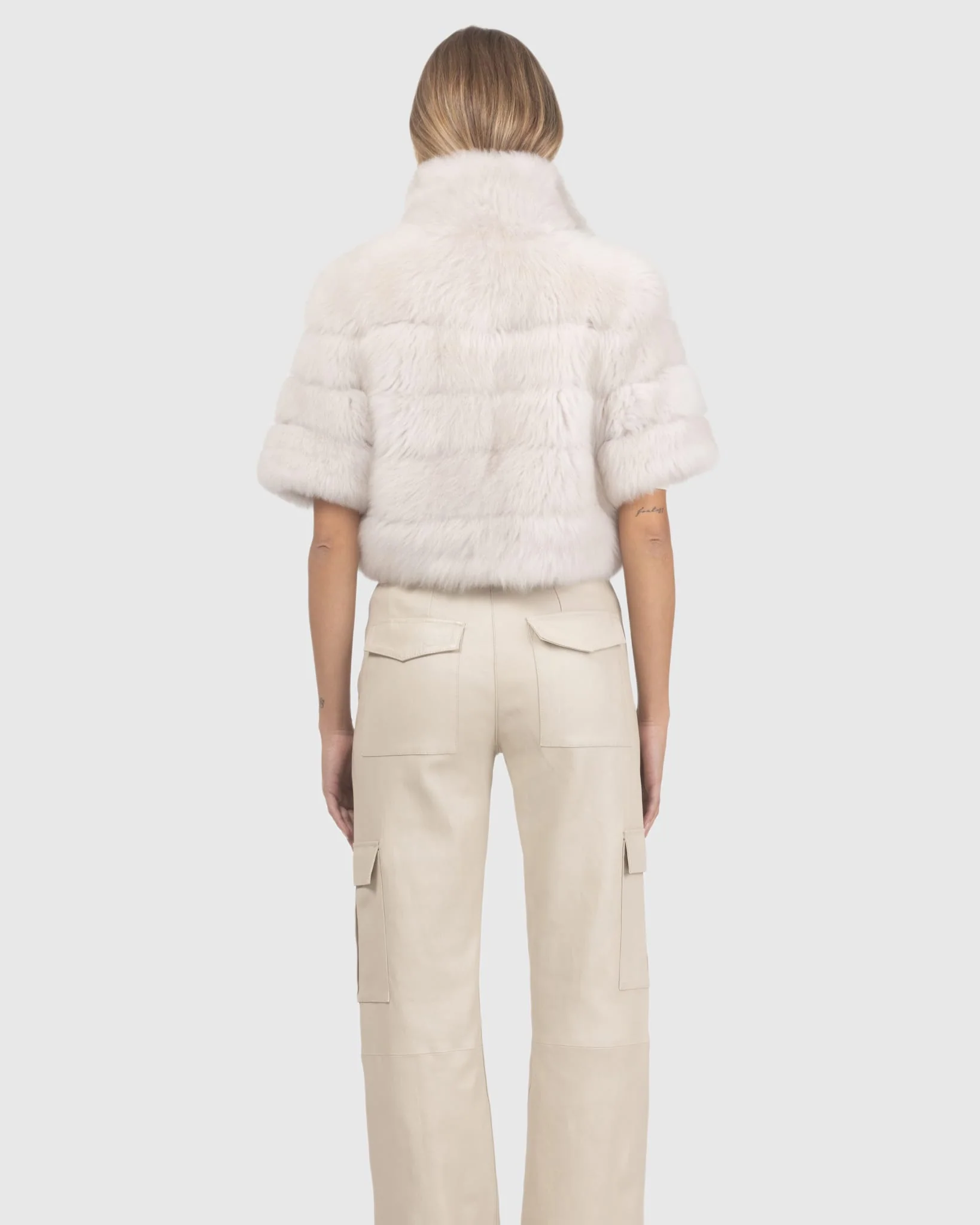 Reversible Shearling Lamb Bolero, Cropped Sleeves - Image 28