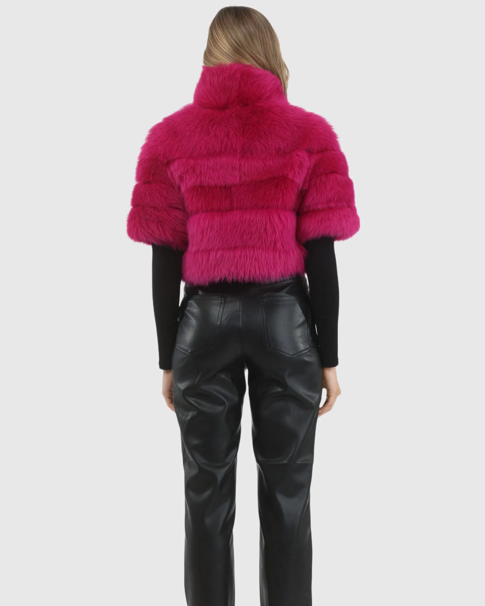 Reversible Shearling Lamb Bolero, Cropped Sleeves - Image 35