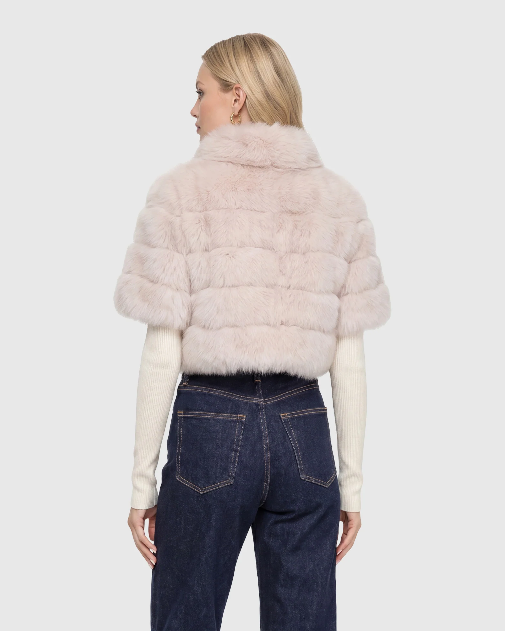 Reversible Shearling Lamb Bolero, Cropped Sleeves - Image 40