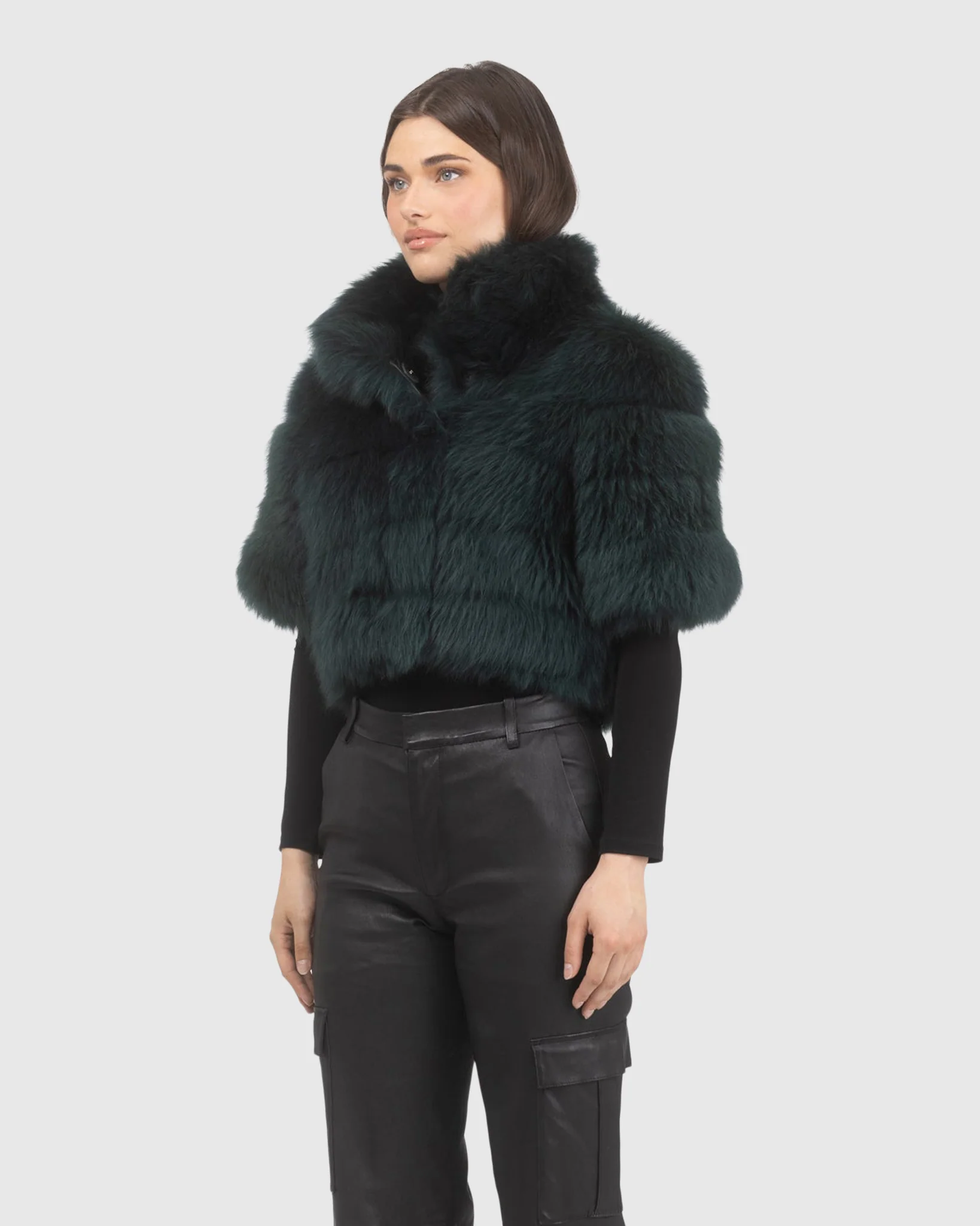 Reversible Merinillo Shearling Lamb Bolero With Cropped Sleeves - Image 12