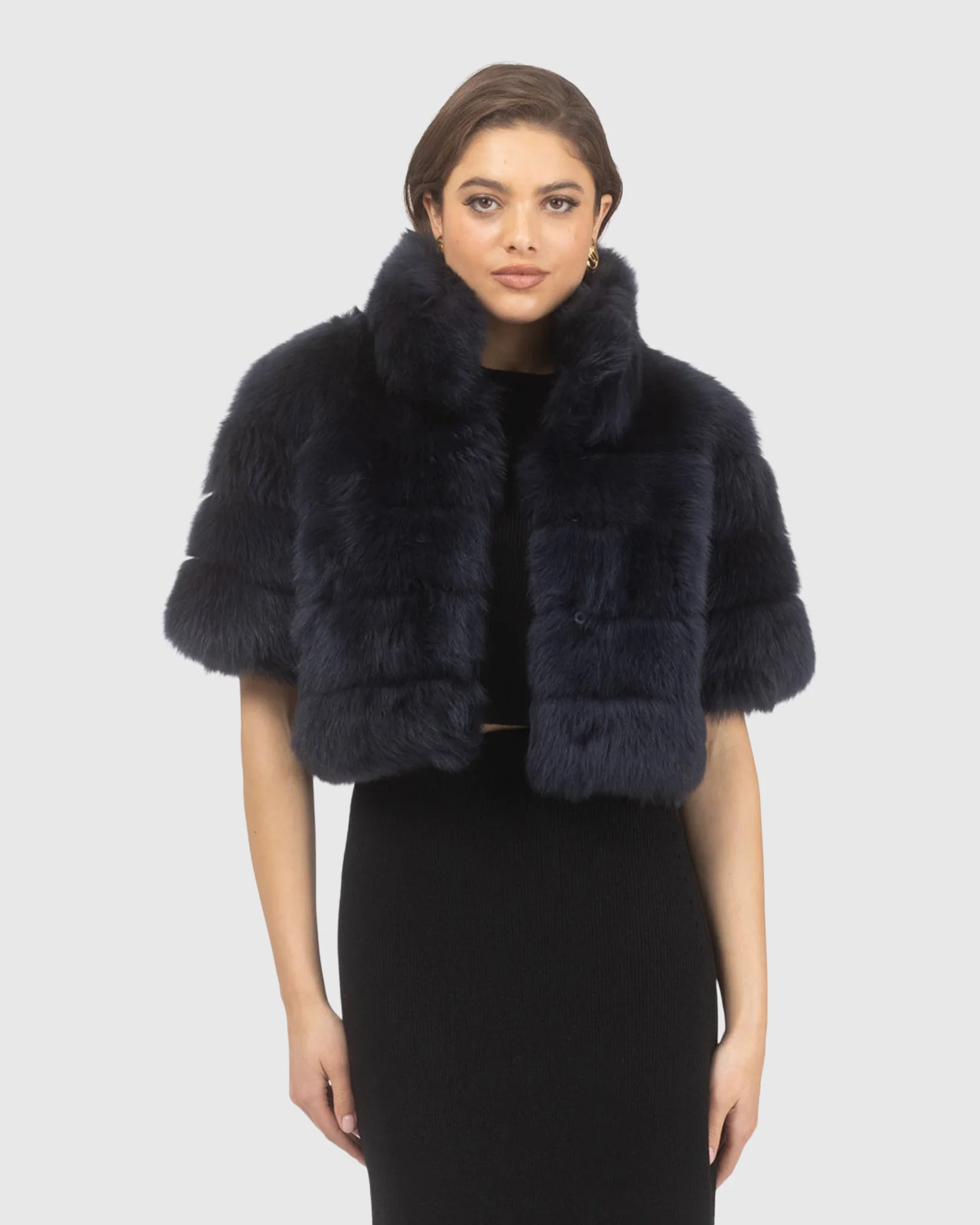 Reversible Merinillo Shearling Lamb Bolero With Cropped Sleeves - Image 18