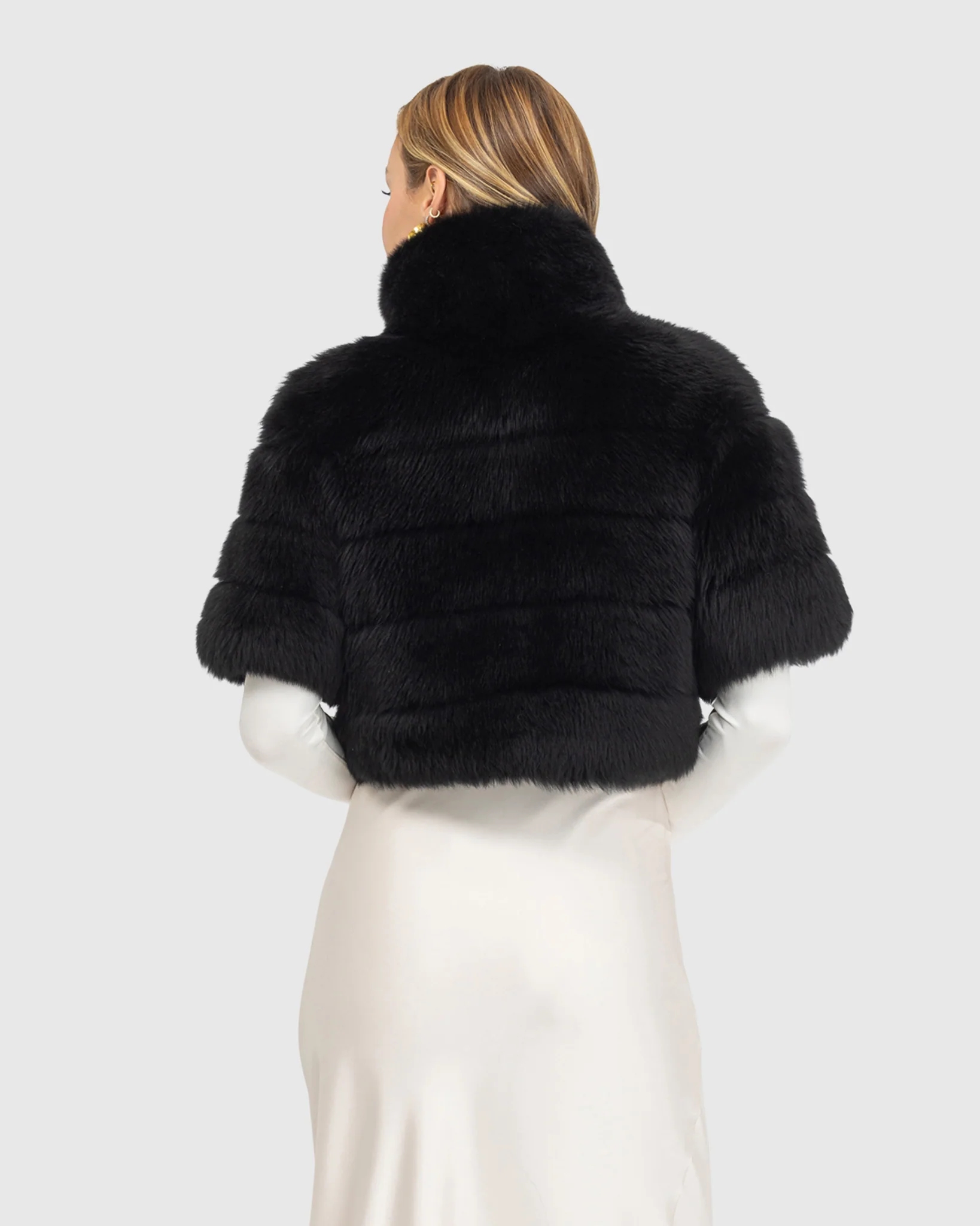 Reversible Merinillo Shearling Lamb Bolero With Cropped Sleeves - Image 4