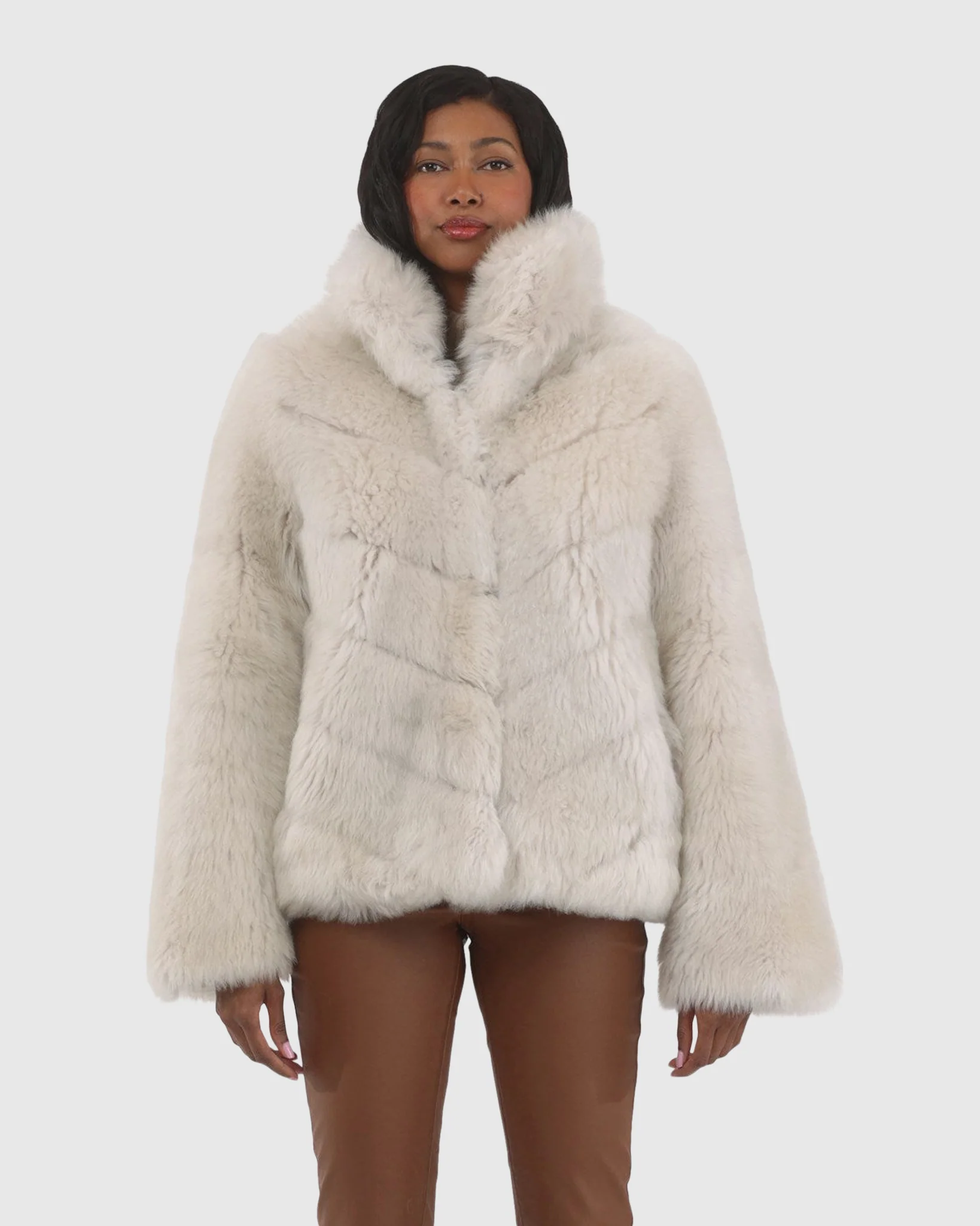 Reversible Merinillo Shearling Lamb Chevron Jacket With Horizontal Bottom