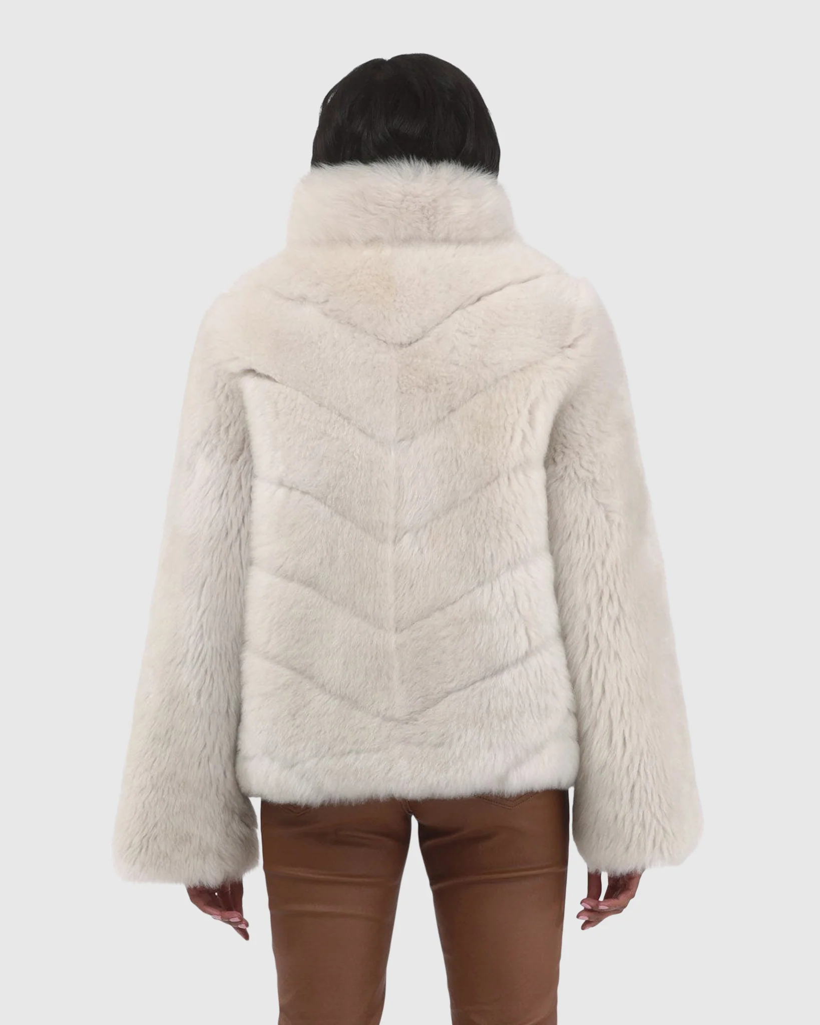 Reversible Merinillo Shearling Lamb Chevron Jacket With Horizontal Bottom - Image 3