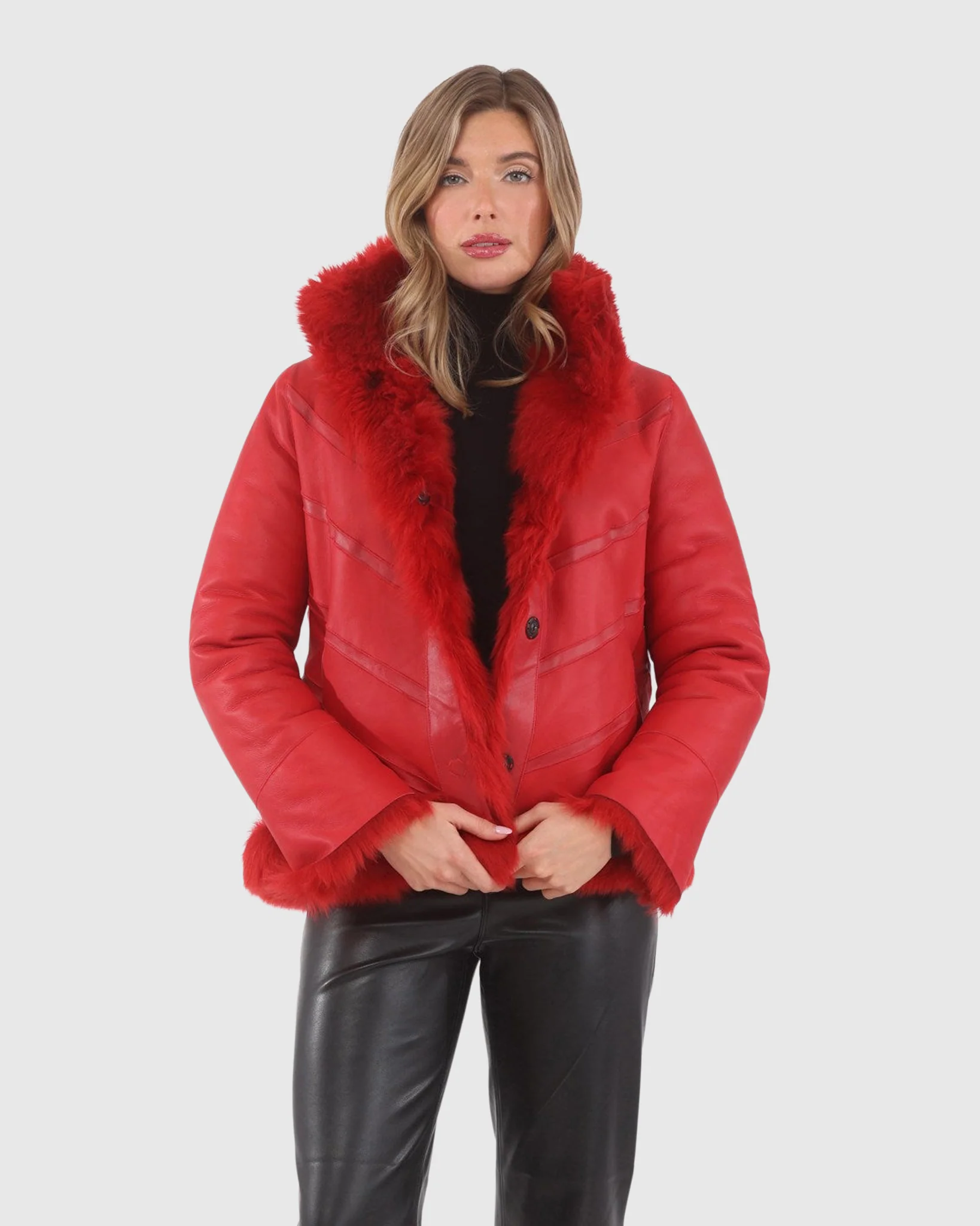 Reversible Merinillo Shearling Lamb Chevron Jacket With Horizontal Bottom - Image 8
