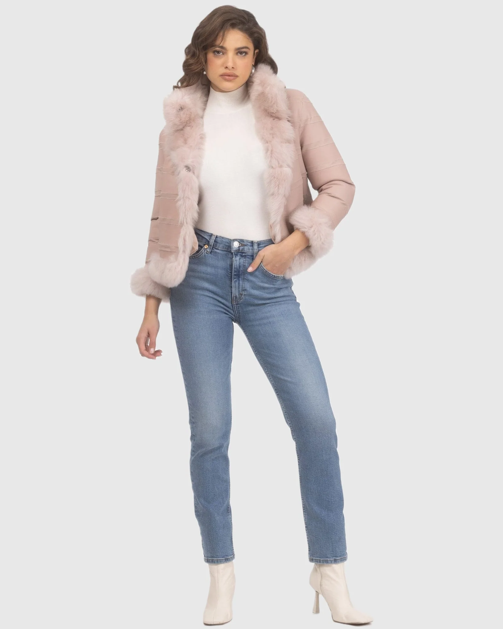 Reversible Merinillo Shearling Lamb Jacket With Cropped Sleeves - Image 15