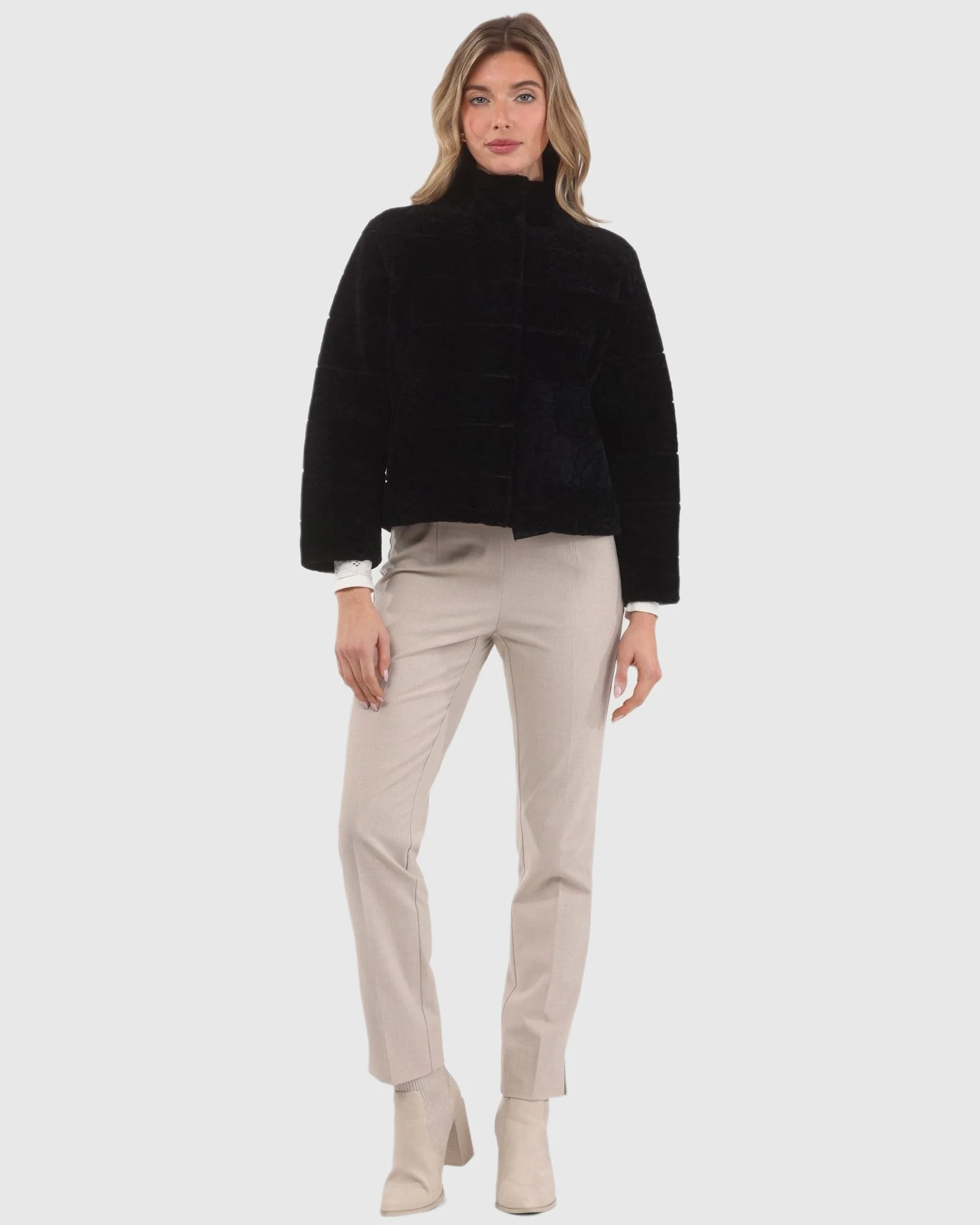 Reversible Merinillo Shearling Lamb Jacket With Cropped Sleeves - Image 20