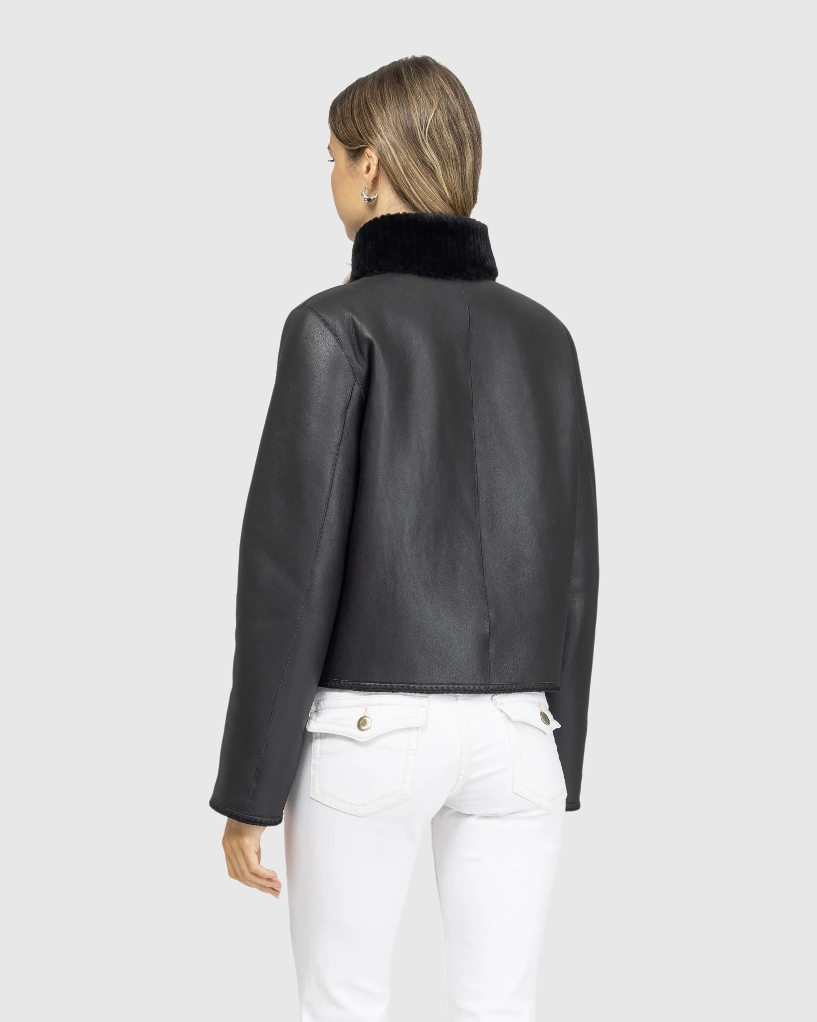 Reversible Merino Grooved Shearling Lamb Jacket With Embroidered Trim - Image 11