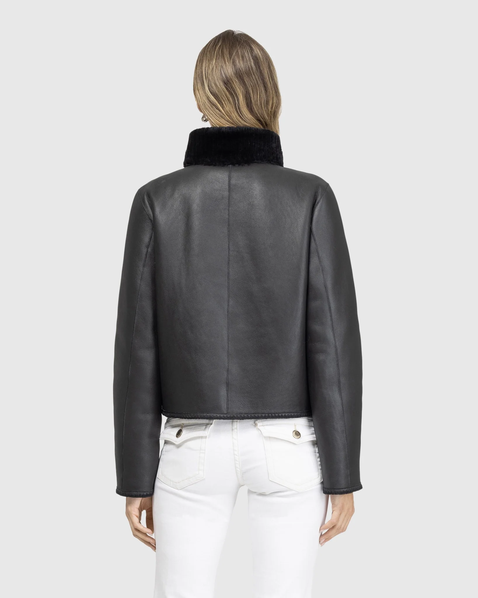 Reversible Merino Grooved Shearling Lamb Jacket With Embroidered Trim - Image 12