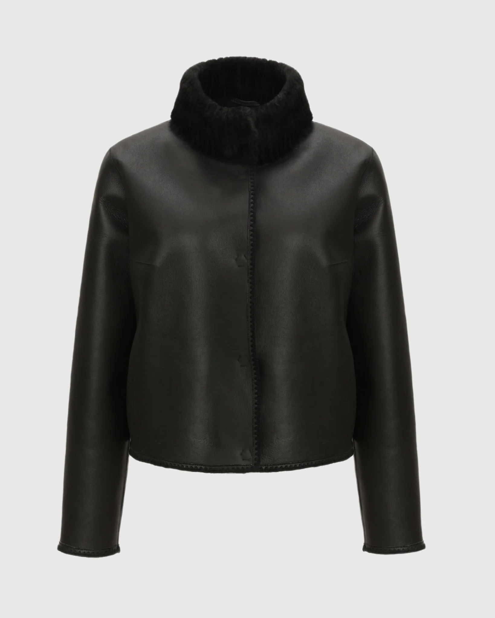 Reversible Merino Grooved Shearling Lamb Jacket With Embroidered Trim - Image 15