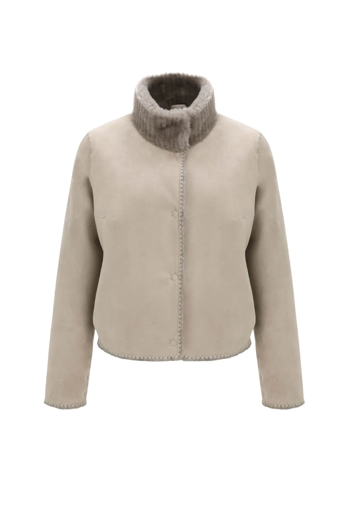 Reversible Merino Grooved Shearling Lamb Jacket With Embroidered Trim - Image 17