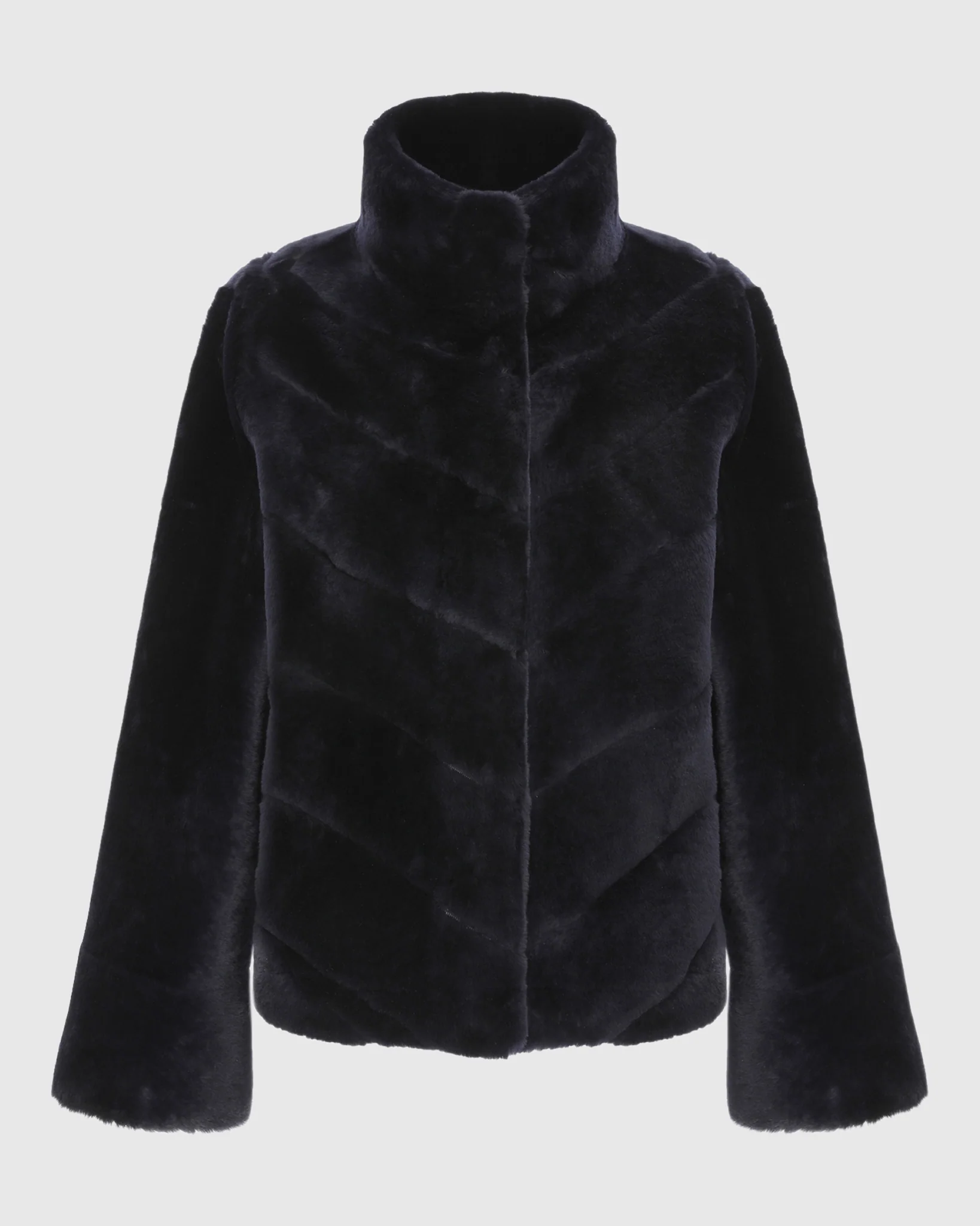Reversible Merino Shearling Lamb Chevron Jacket With Horizontal Bottom - Image 20