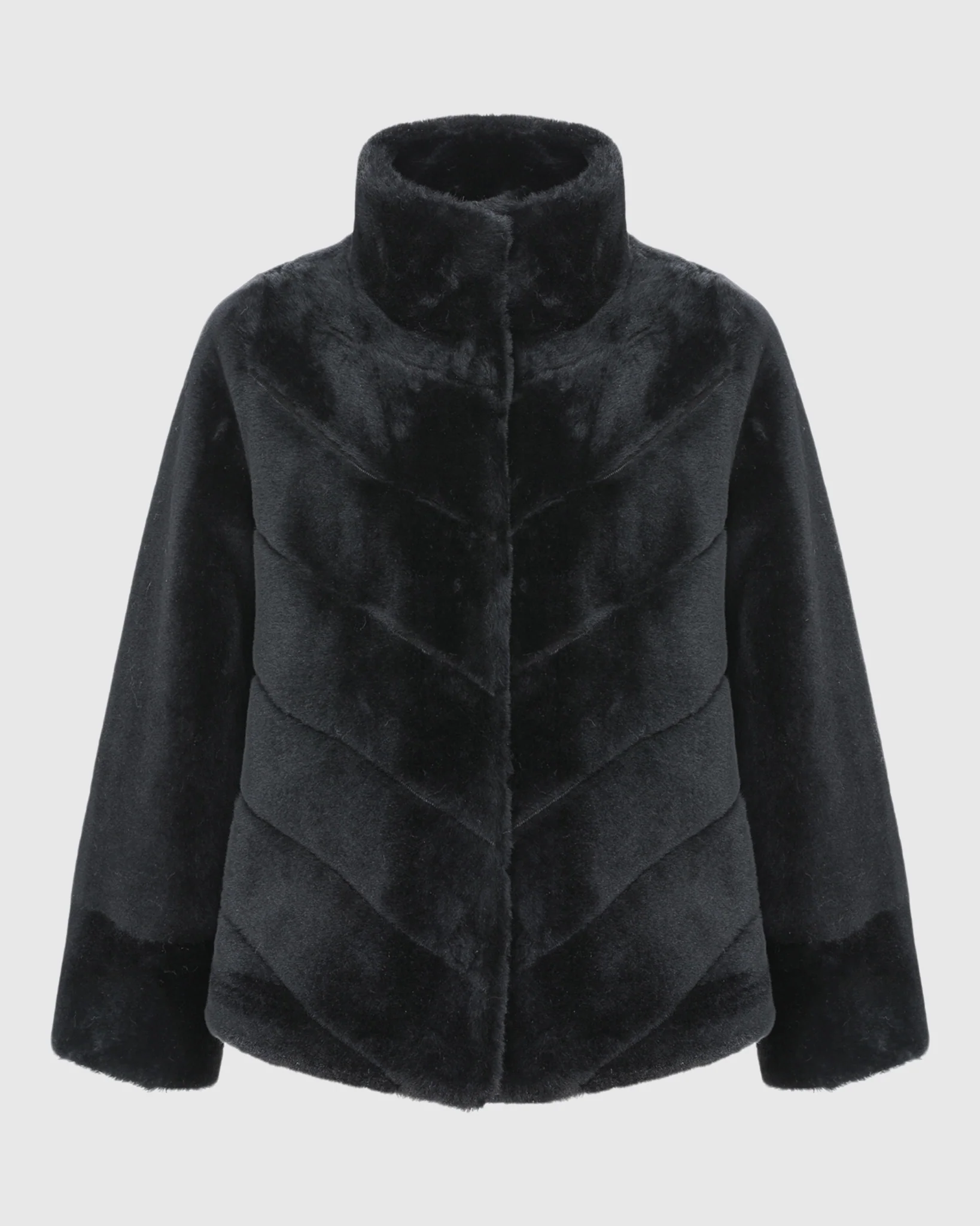 Reversible Merino Shearling Lamb Chevron Jacket With Horizontal Bottom - Image 21