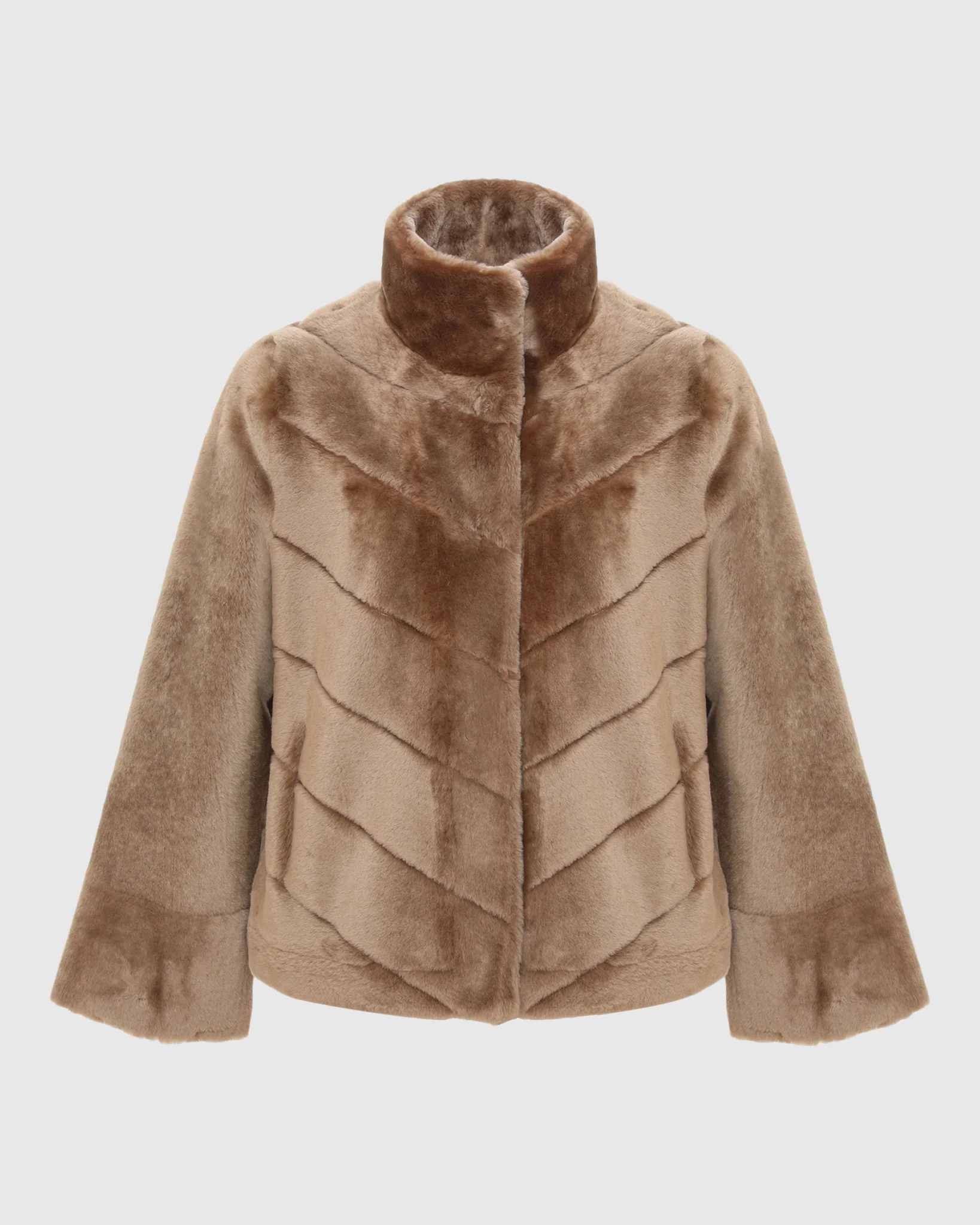 Reversible Merino Shearling Lamb Chevron Jacket With Horizontal Bottom - Image 22