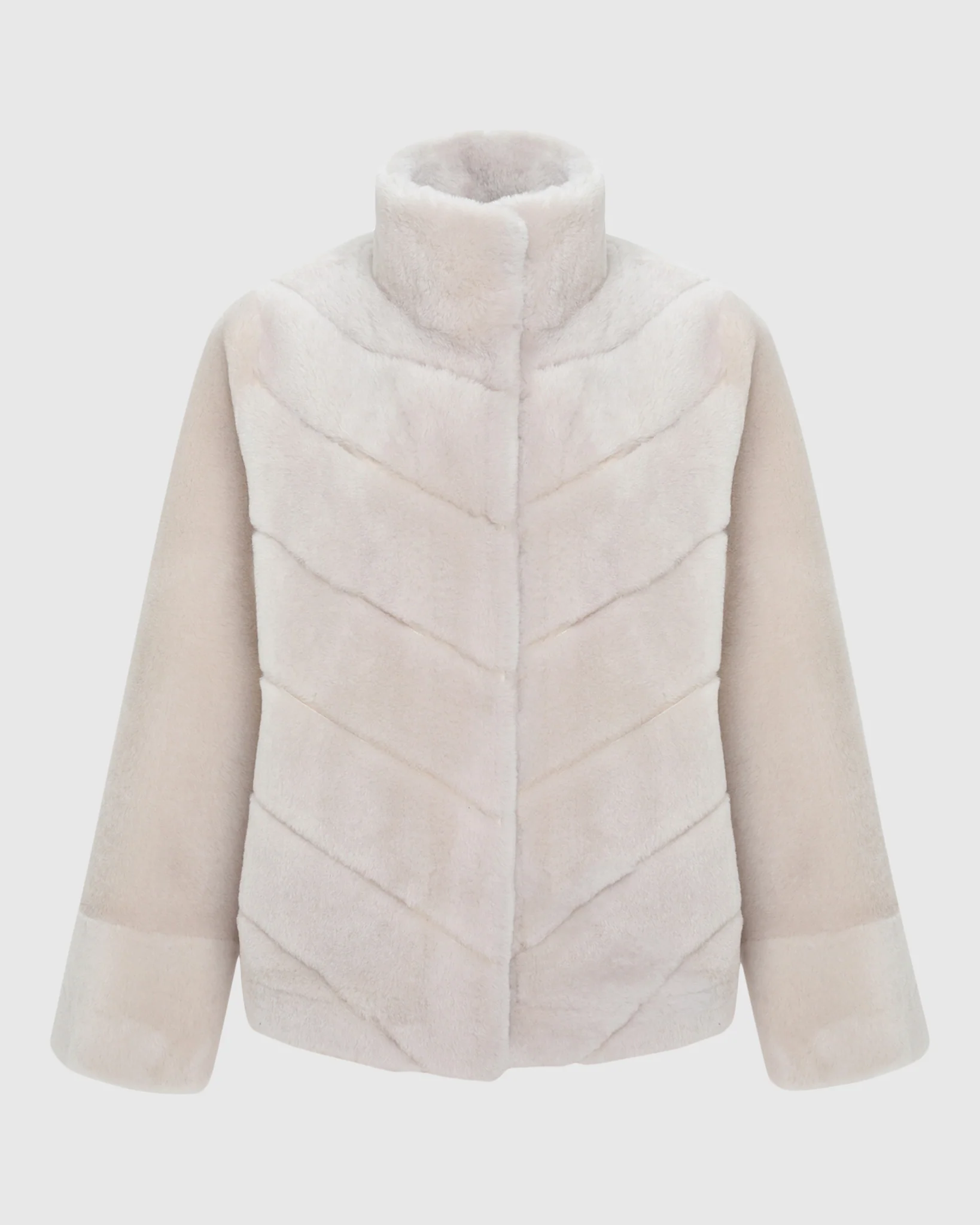 Reversible Merino Shearling Lamb Chevron Jacket With Horizontal Bottom - Image 23