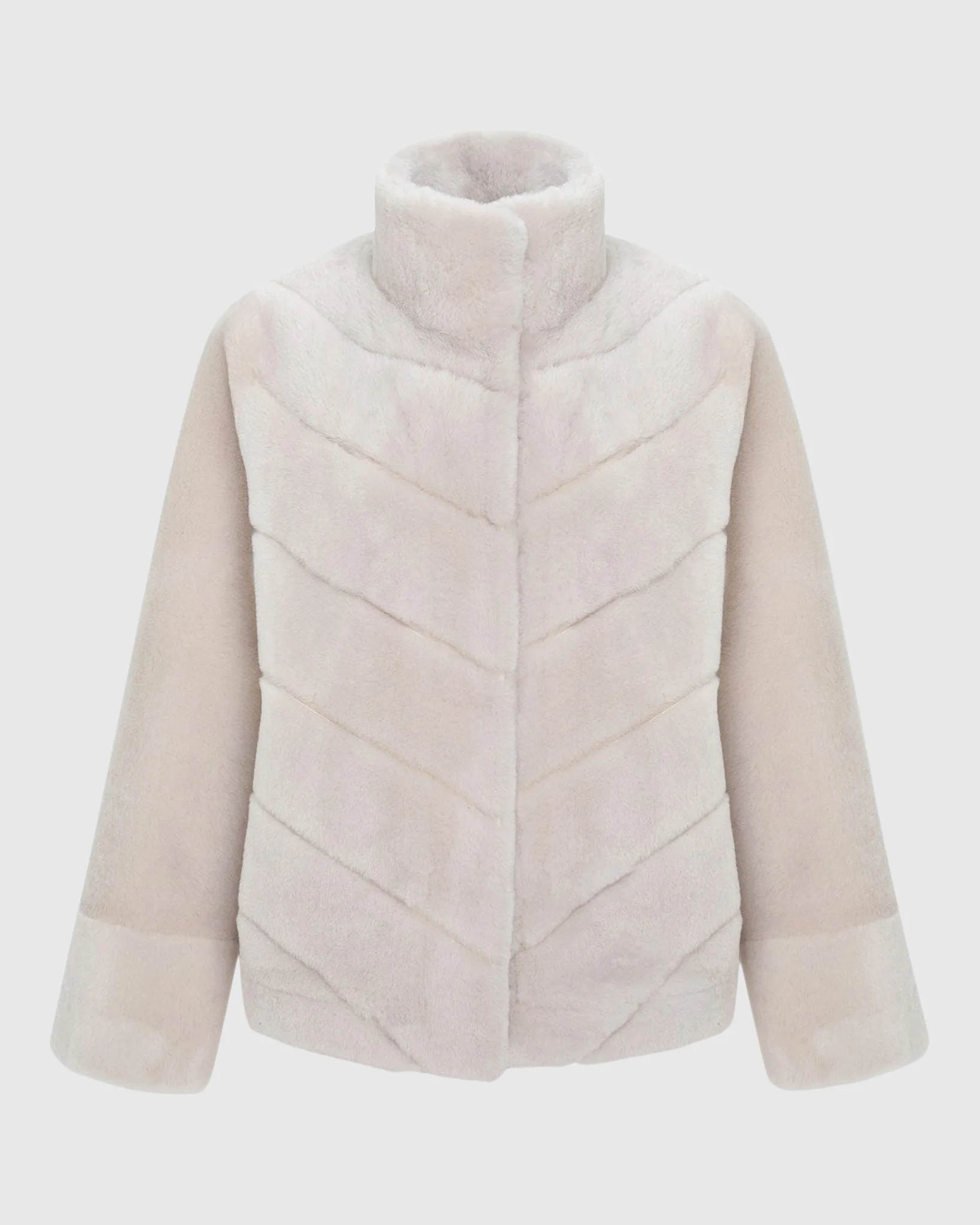 Reversible Merino Shearling Lamb Chevron Jacket With Horizontal Bottom - Image 16