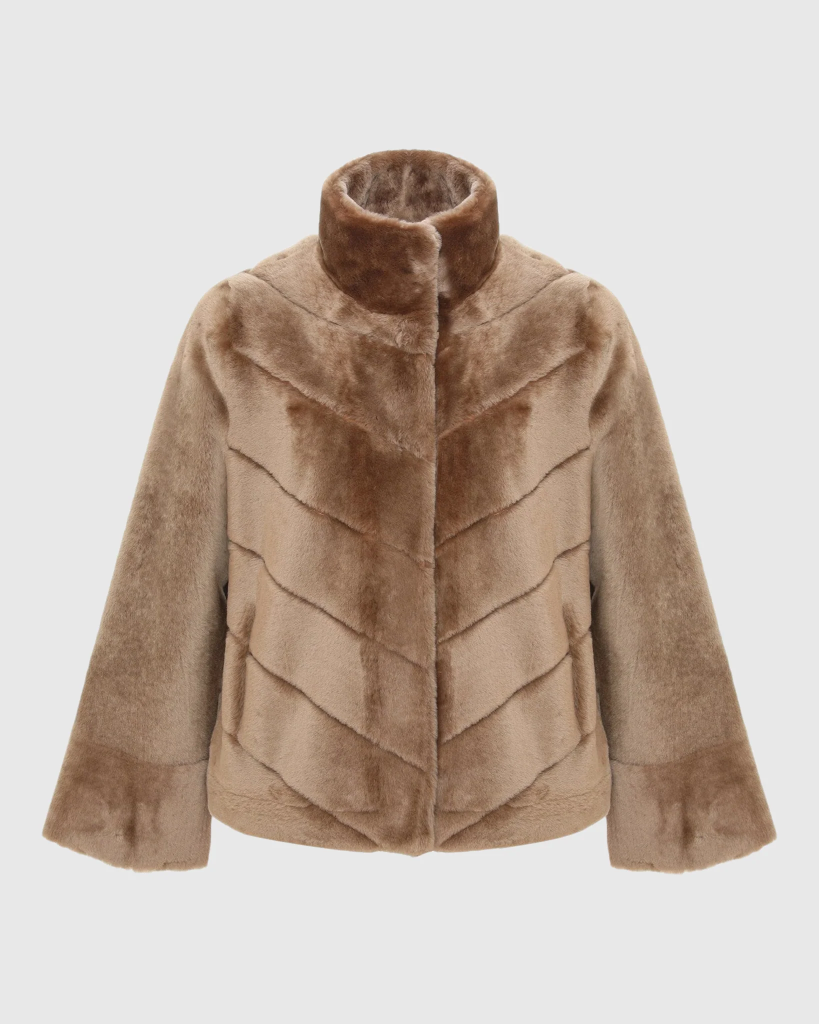 Reversible Merino Shearling Lamb Chevron Jacket With Horizontal Bottom - Image 21