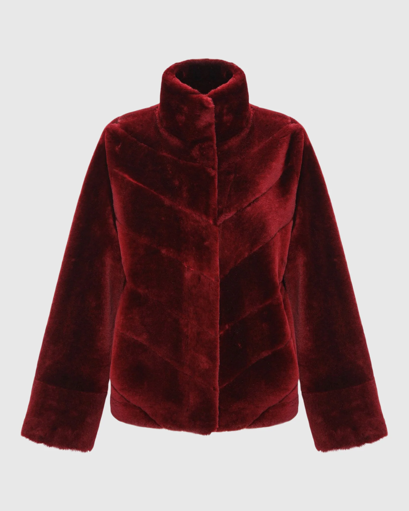 Reversible Merino Shearling Lamb Chevron Jacket With Horizontal Bottom - Image 5