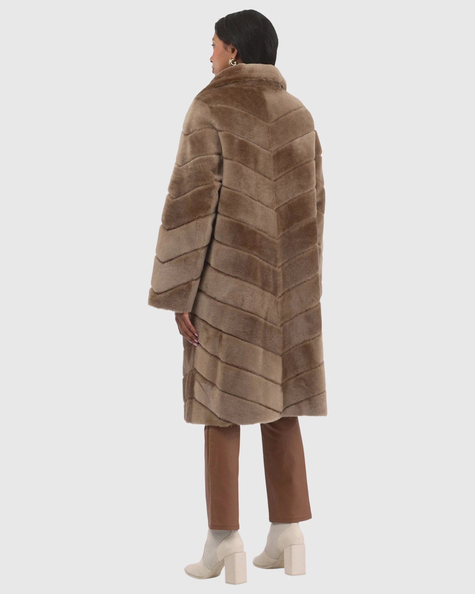 Reversible Merino Shearling Lamb Chevron Short Coat - Image 14