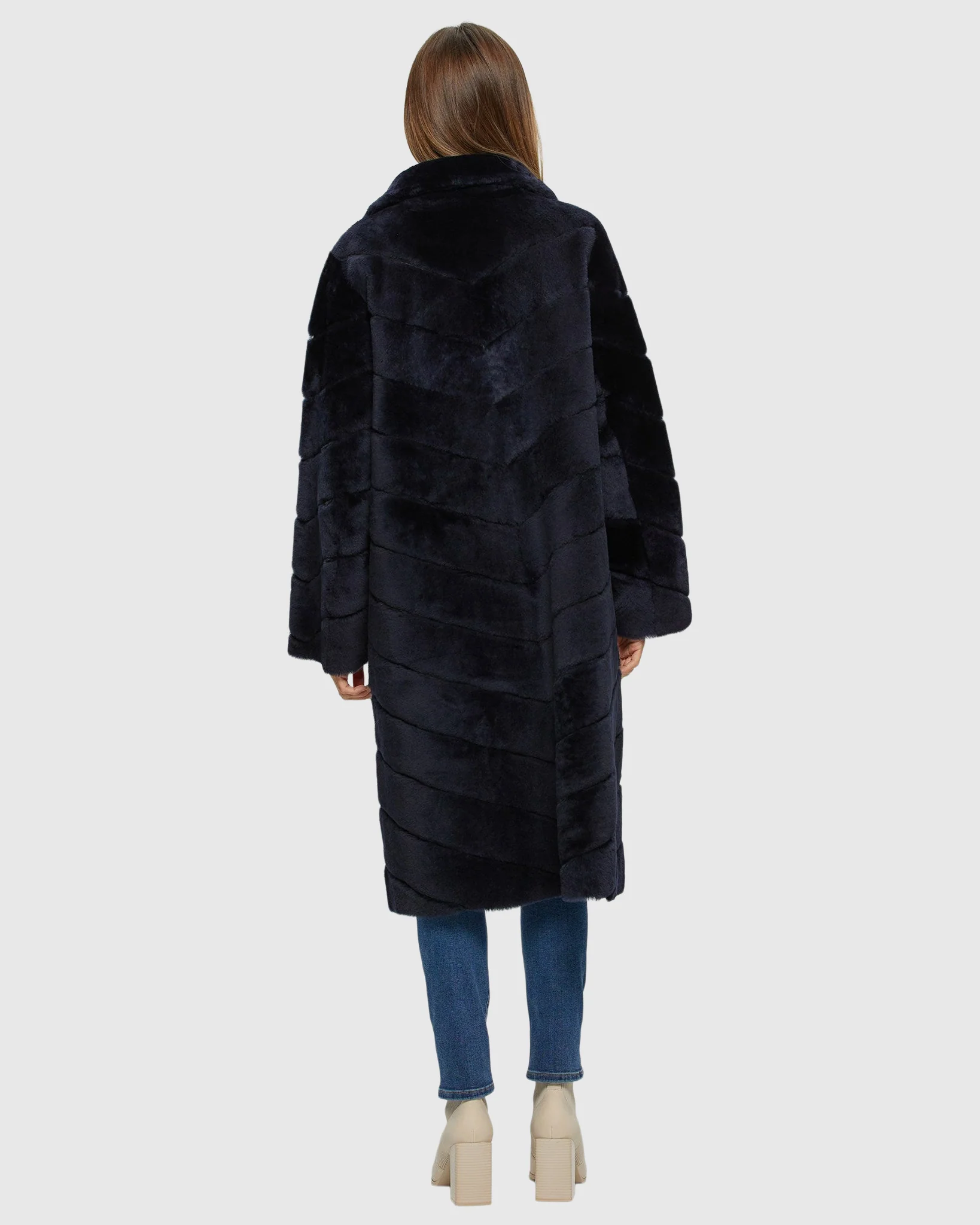 Reversible Merino Shearling Lamb Chevron Short Coat - Image 21