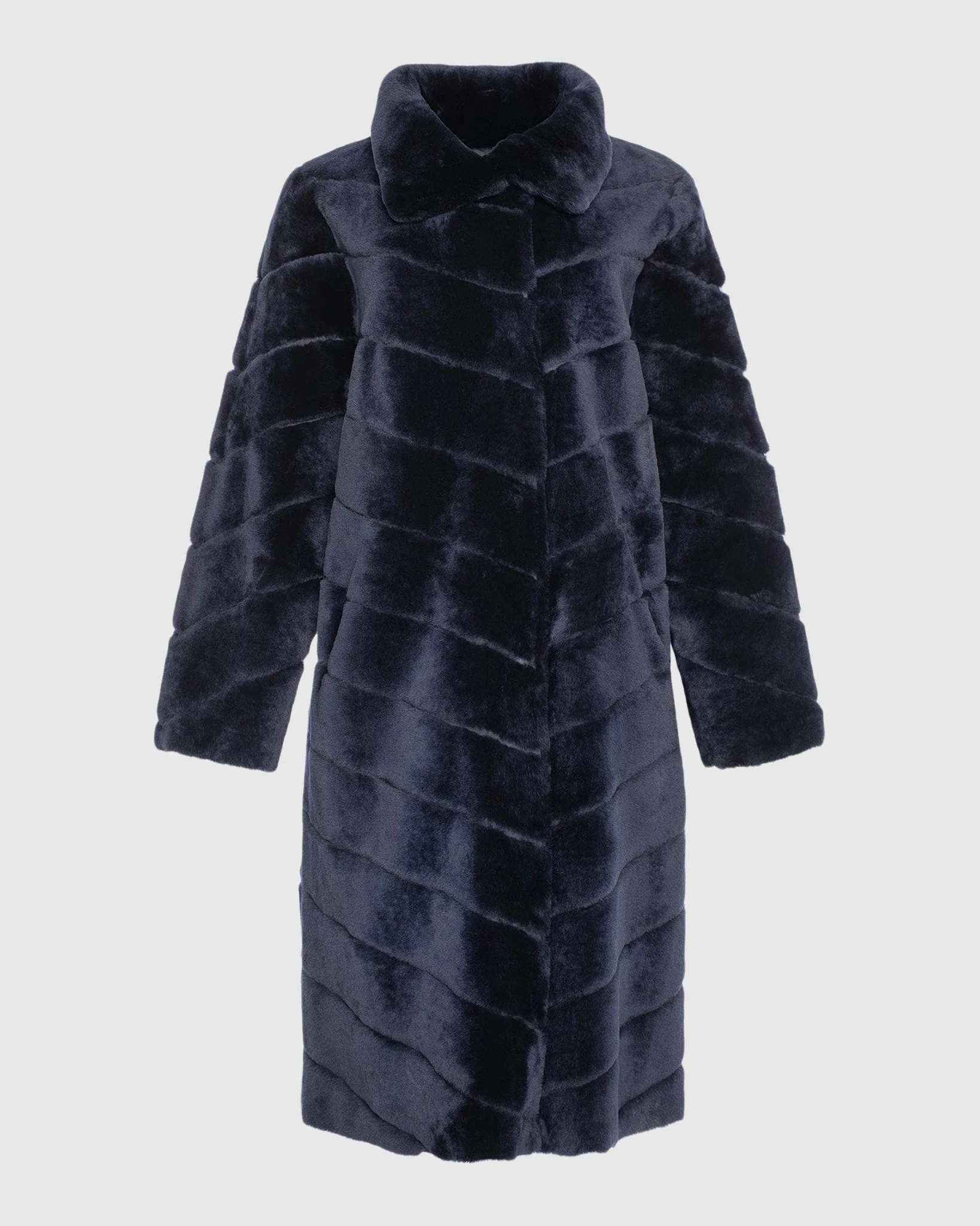 Reversible Merino Shearling Lamb Chevron Short Coat - Image 23