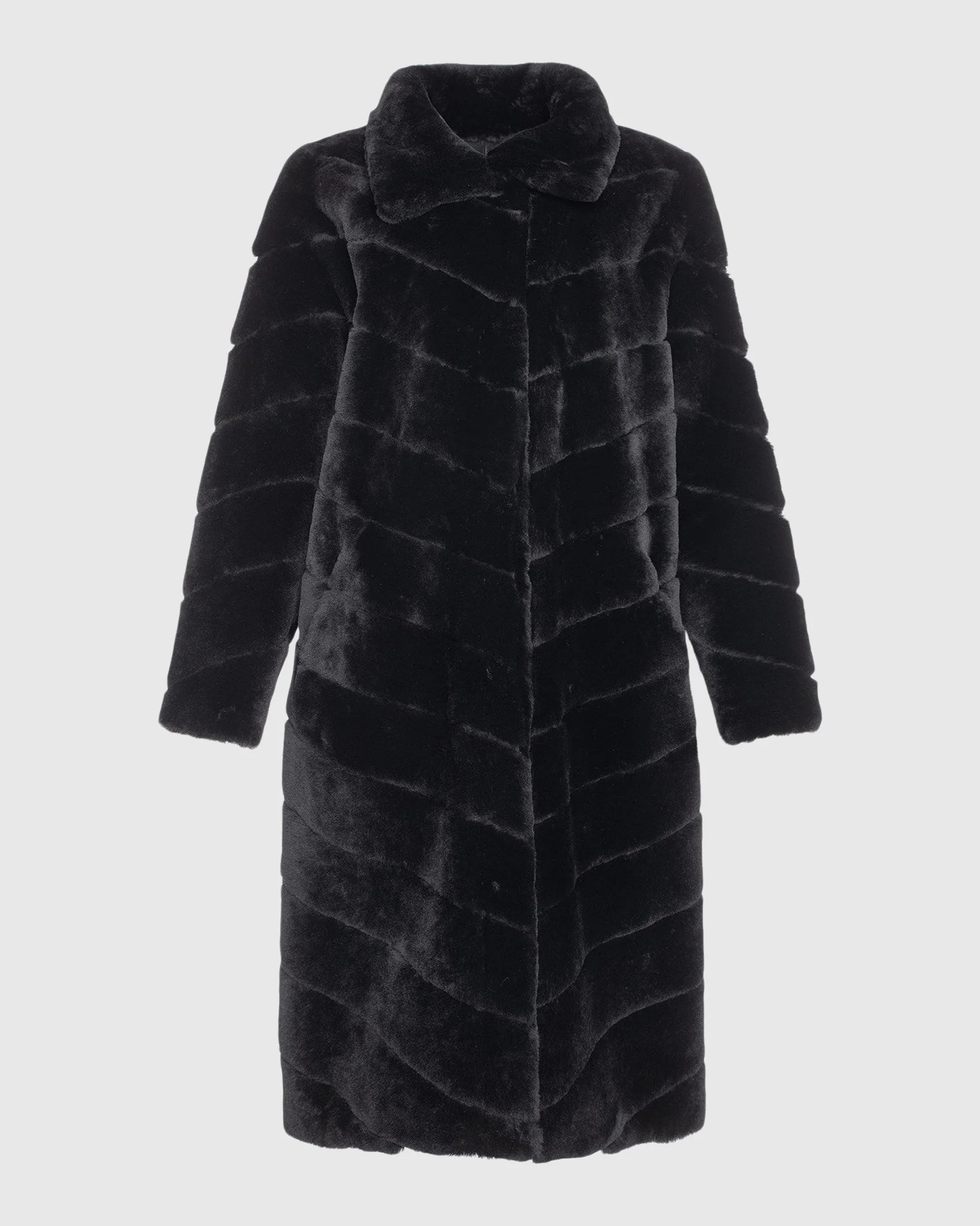 Reversible Merino Shearling Lamb Chevron Short Coat - Image 24
