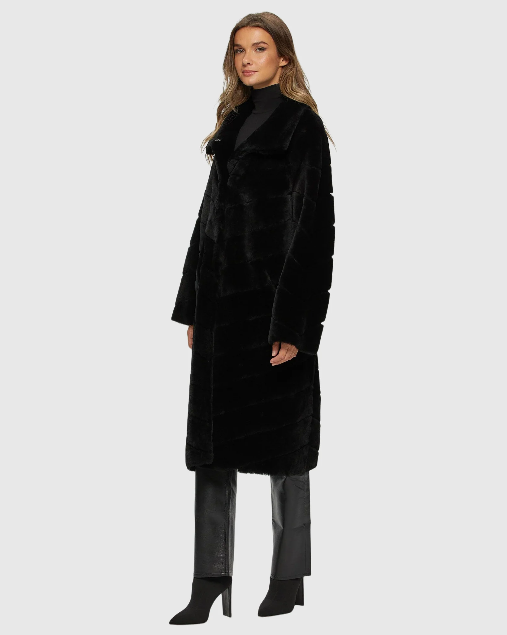 Reversible Merino Shearling Lamb Chevron Short Coat - Image 3
