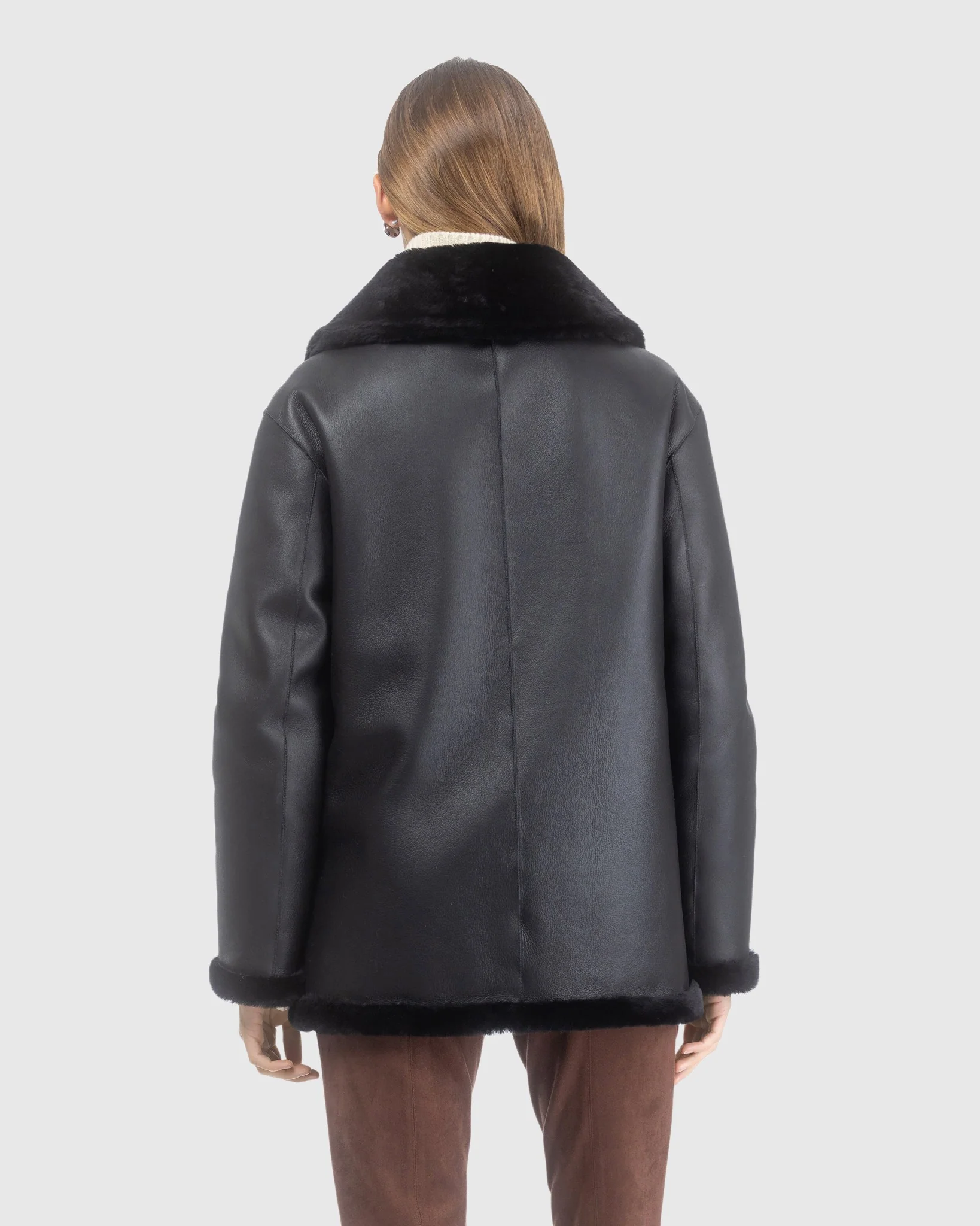 Reversible Merino Shearling Lamb Jacket With Patch Pockets - Image 6