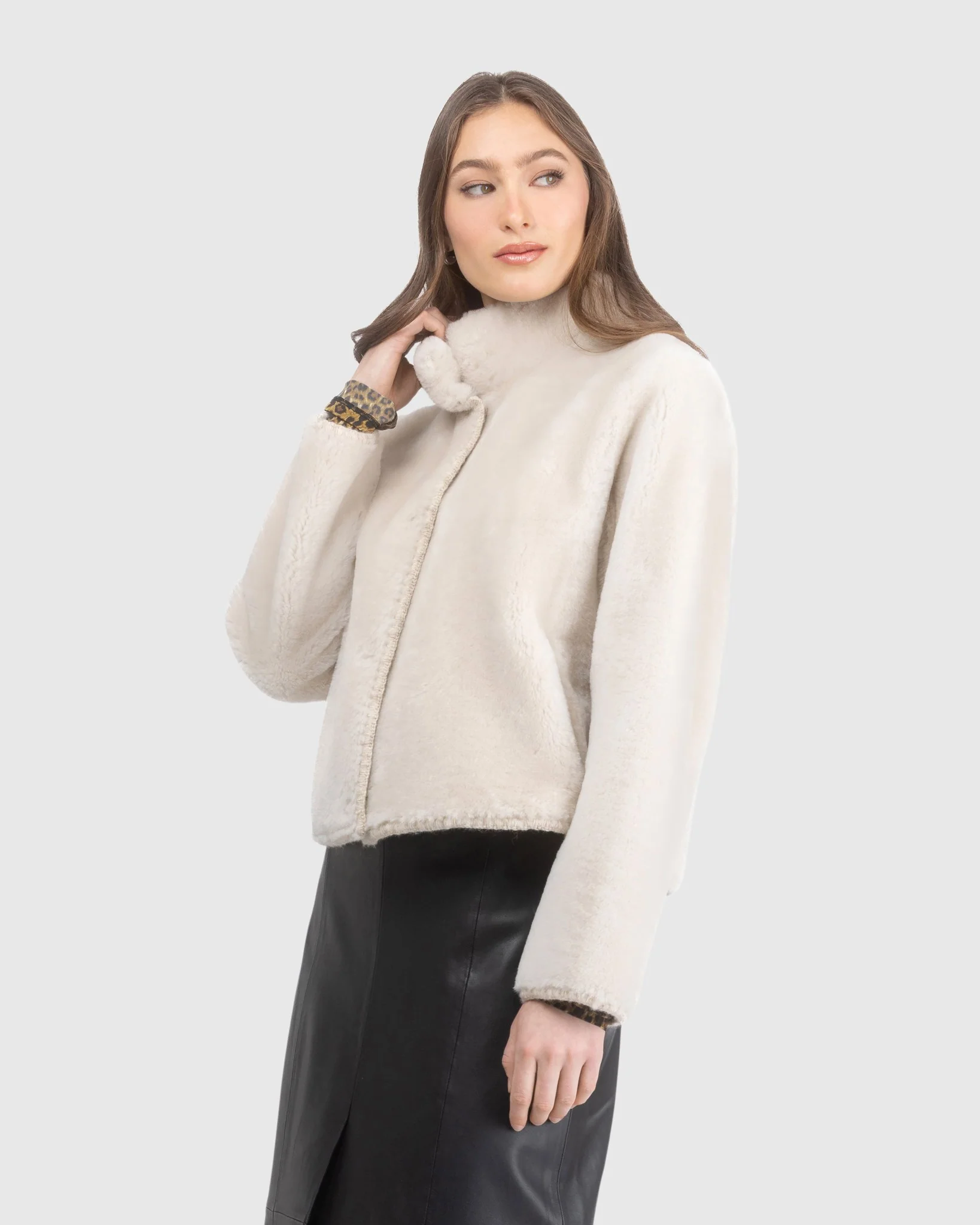 Reversible Merino Shearling Lamb Jacket With Embroidery - Image 4