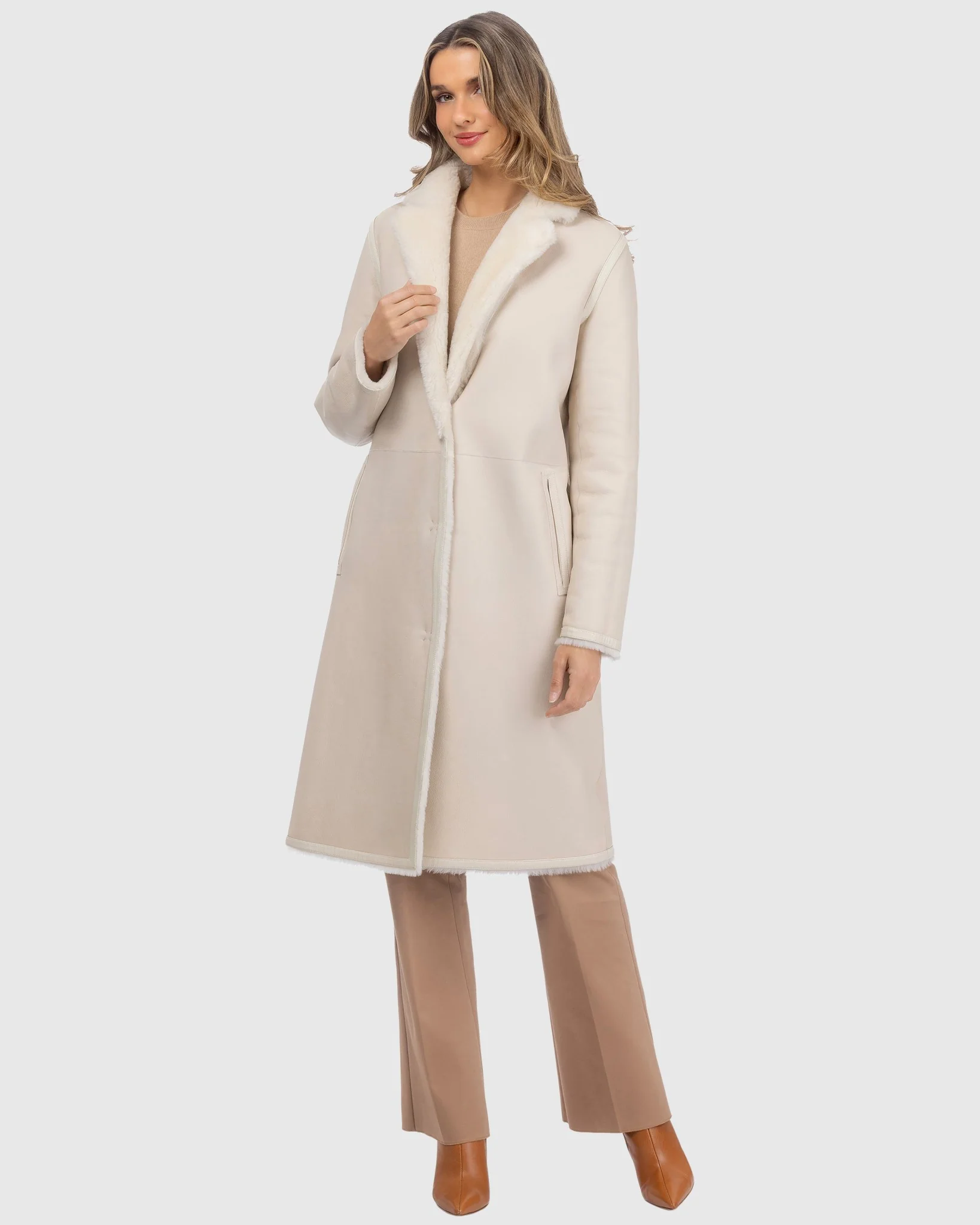 Reversible Merino Shearling Lamb Short Coat - Image 14