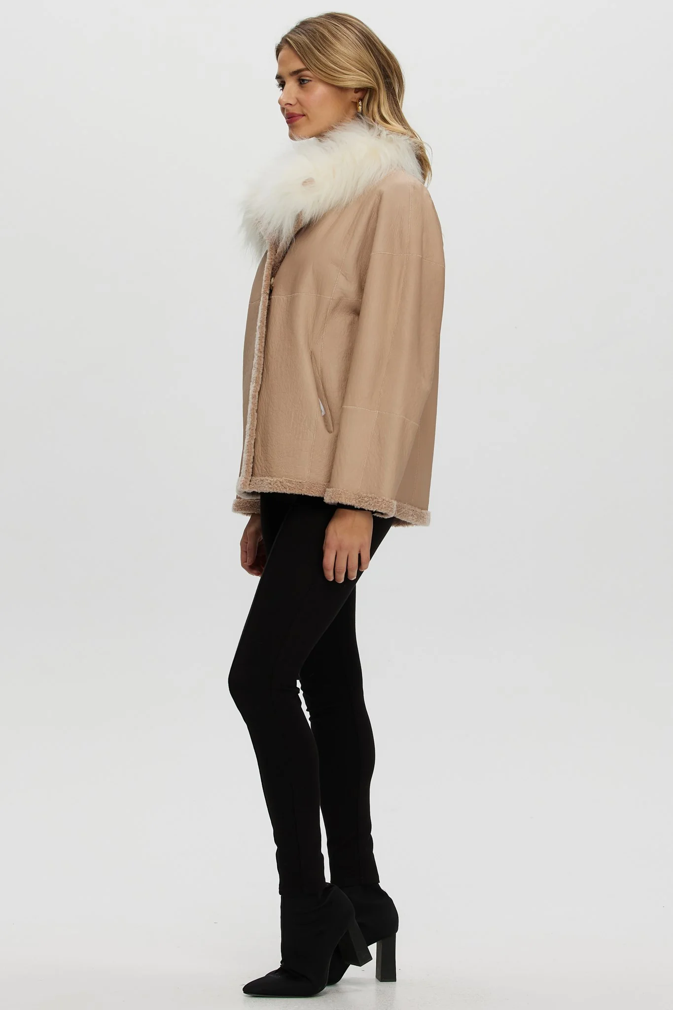Reversible New Zealand Shearling Lamb Jacket With Select Mongolian Lamb Collar - Image 10